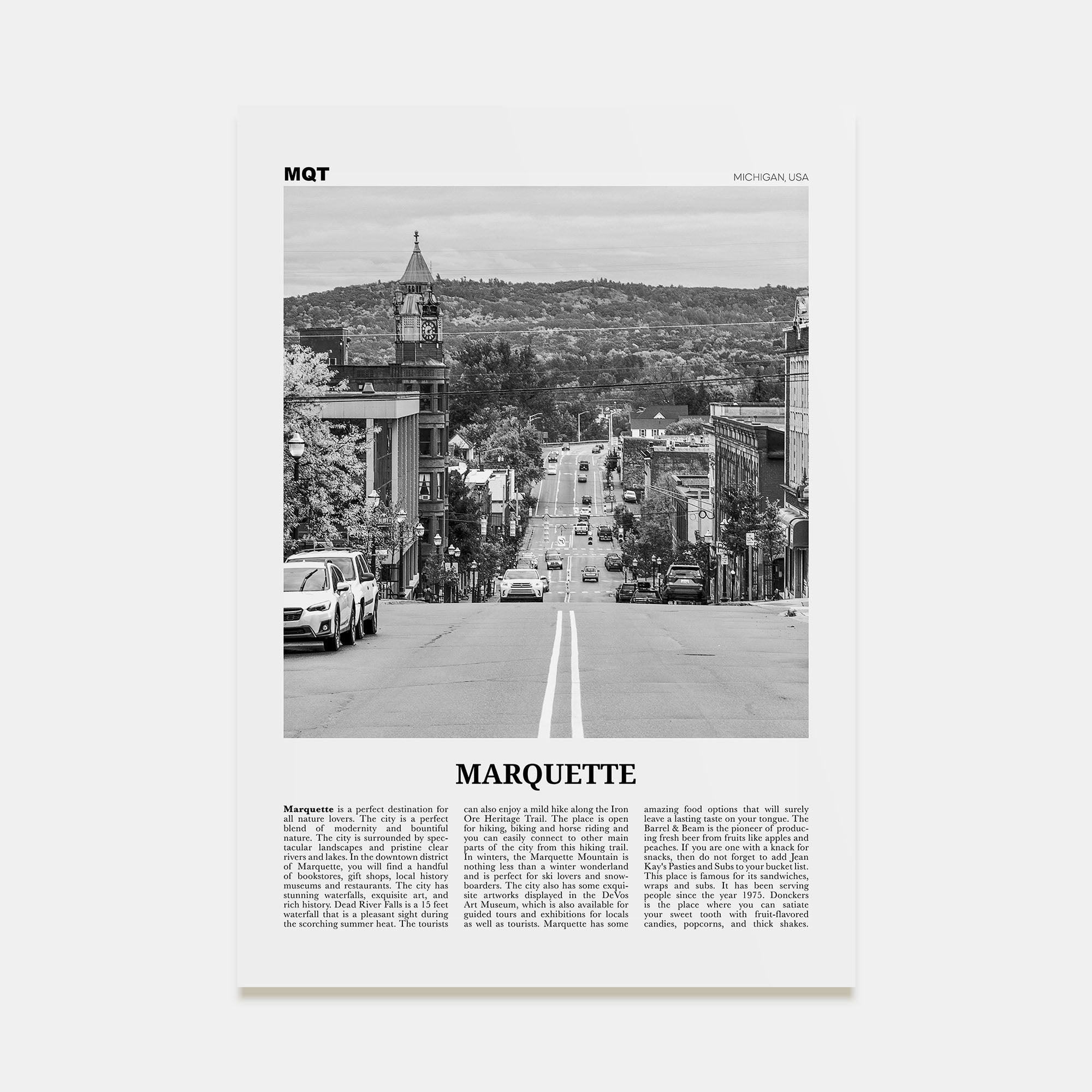 Marquette Travel B&W Poster