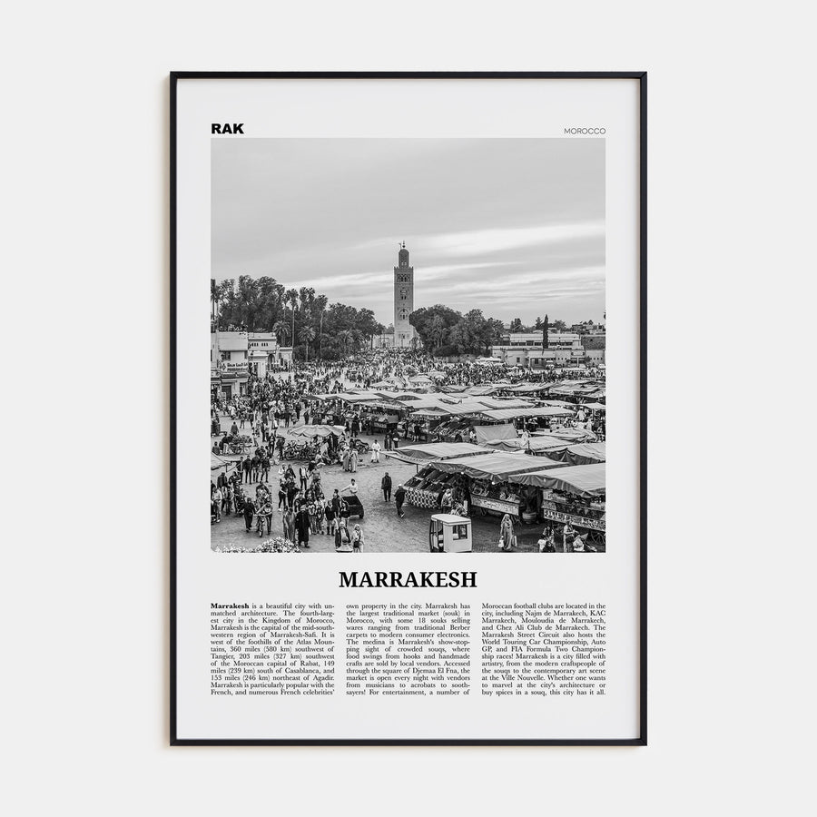 Marrakesh Travel B&W Poster