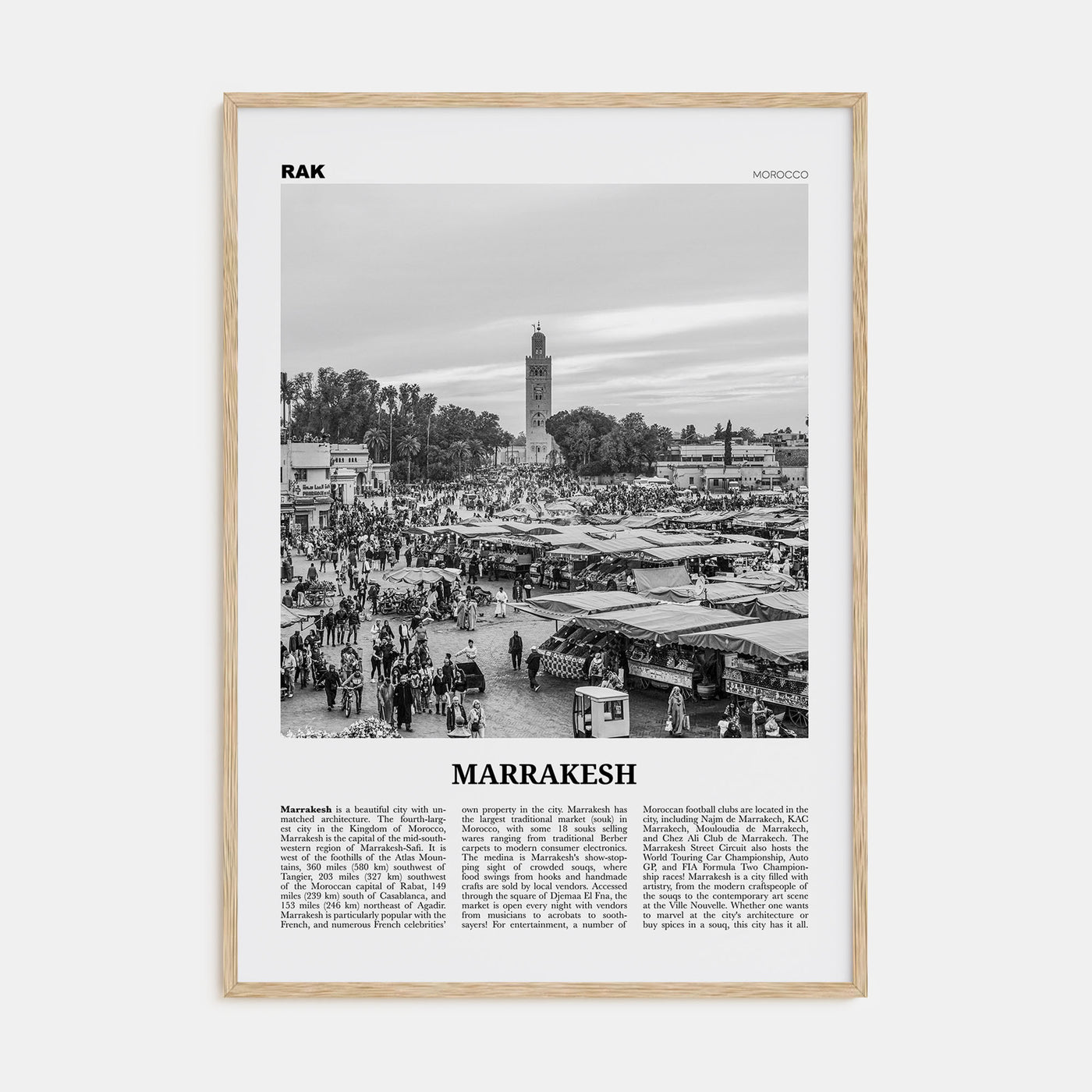 Marrakesh Travel B&W Poster