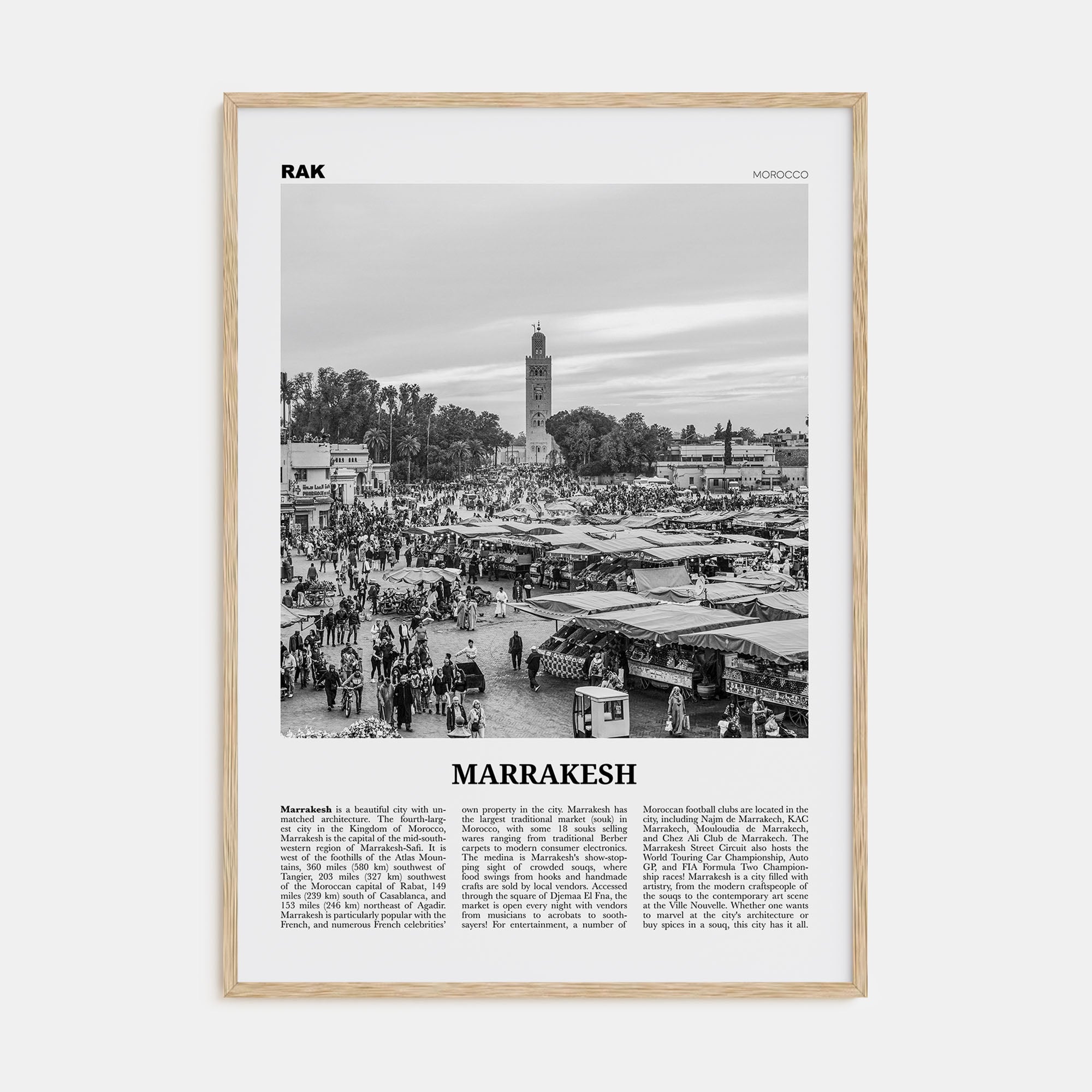 Marrakesh Travel B&W Poster