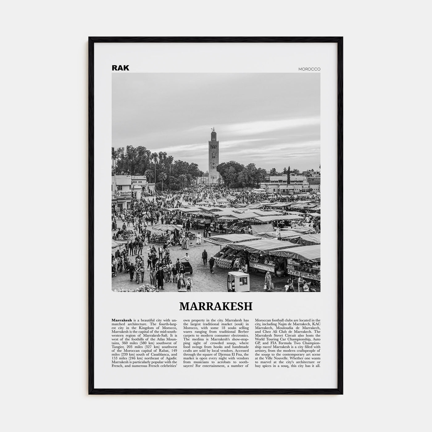 Marrakesh Travel B&W Poster