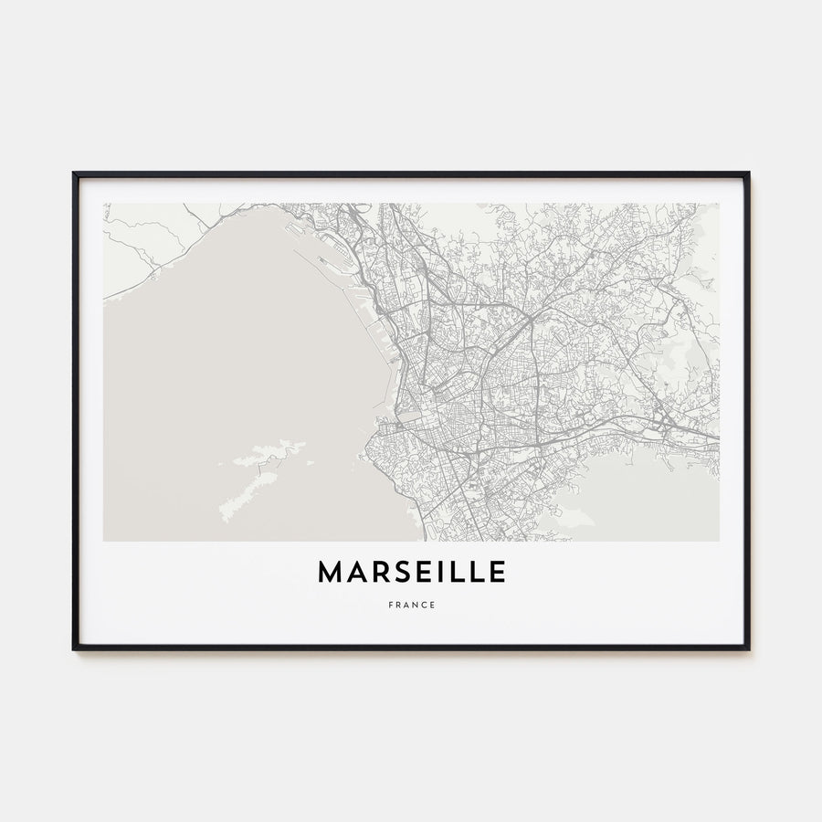 Marseille Map Landscape Poster