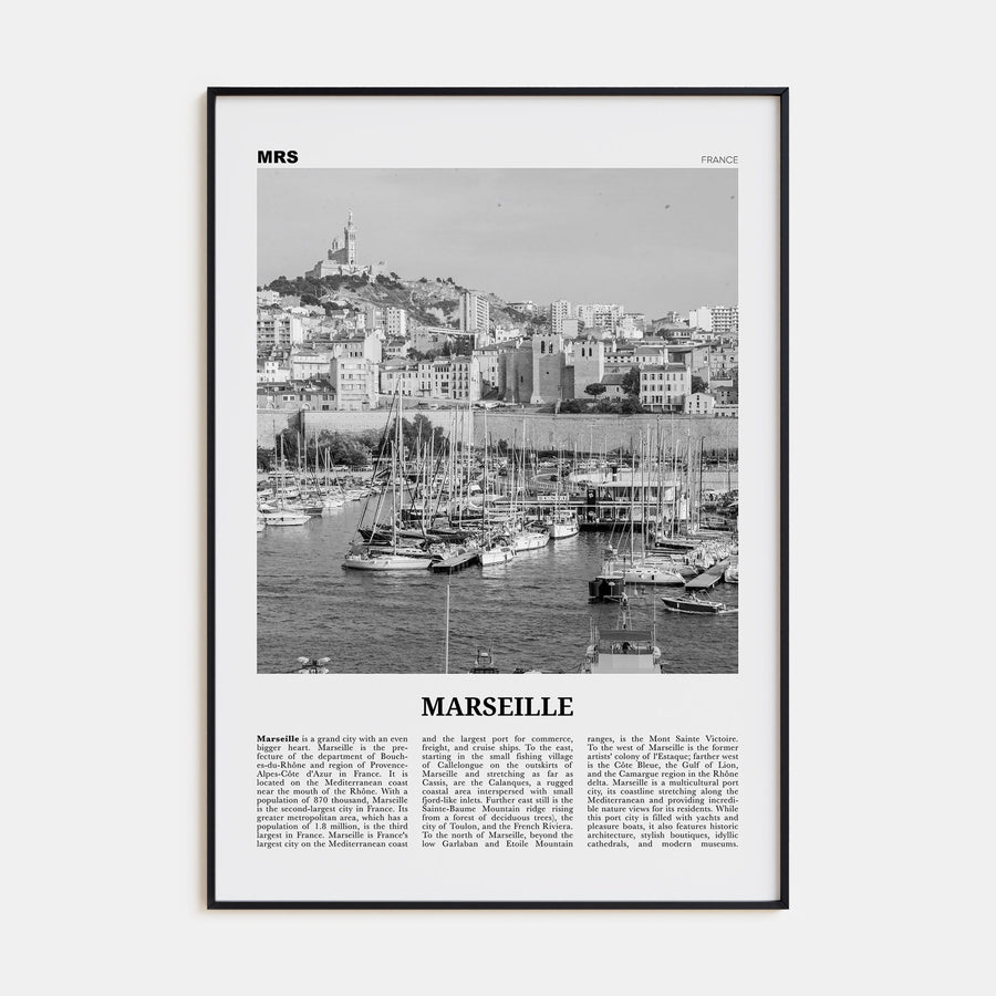 Marseille Travel B&W Poster