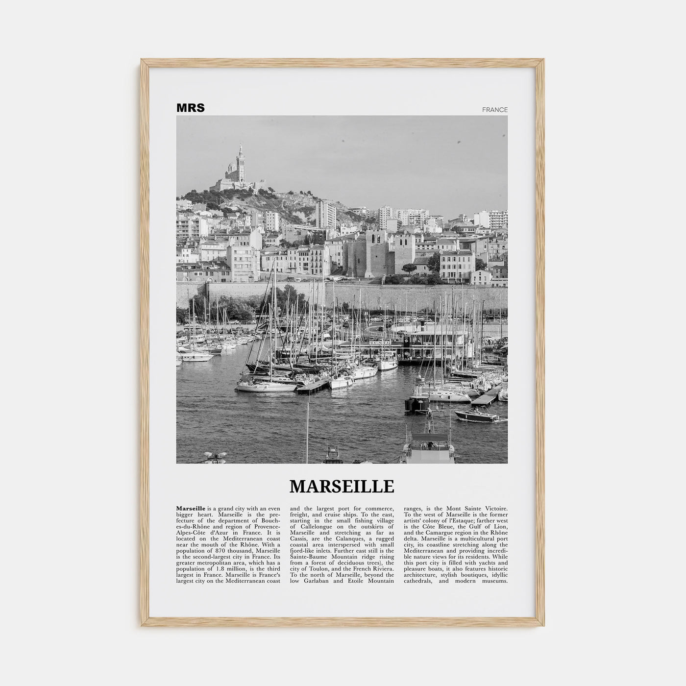 Marseille Travel B&W Poster