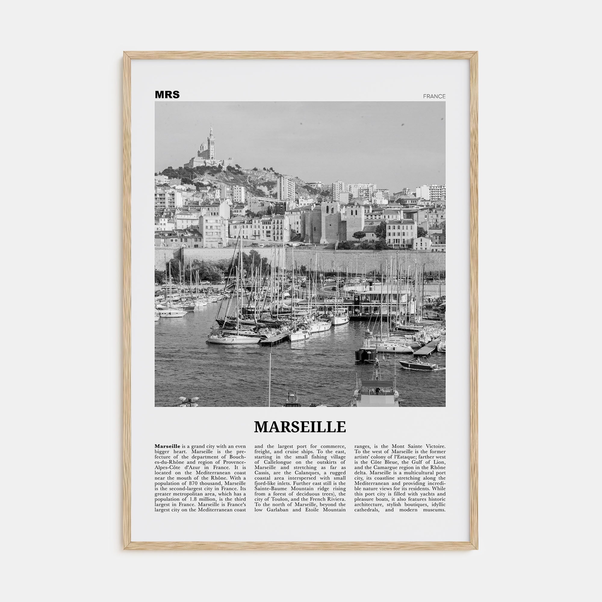 Marseille Travel B&W Poster