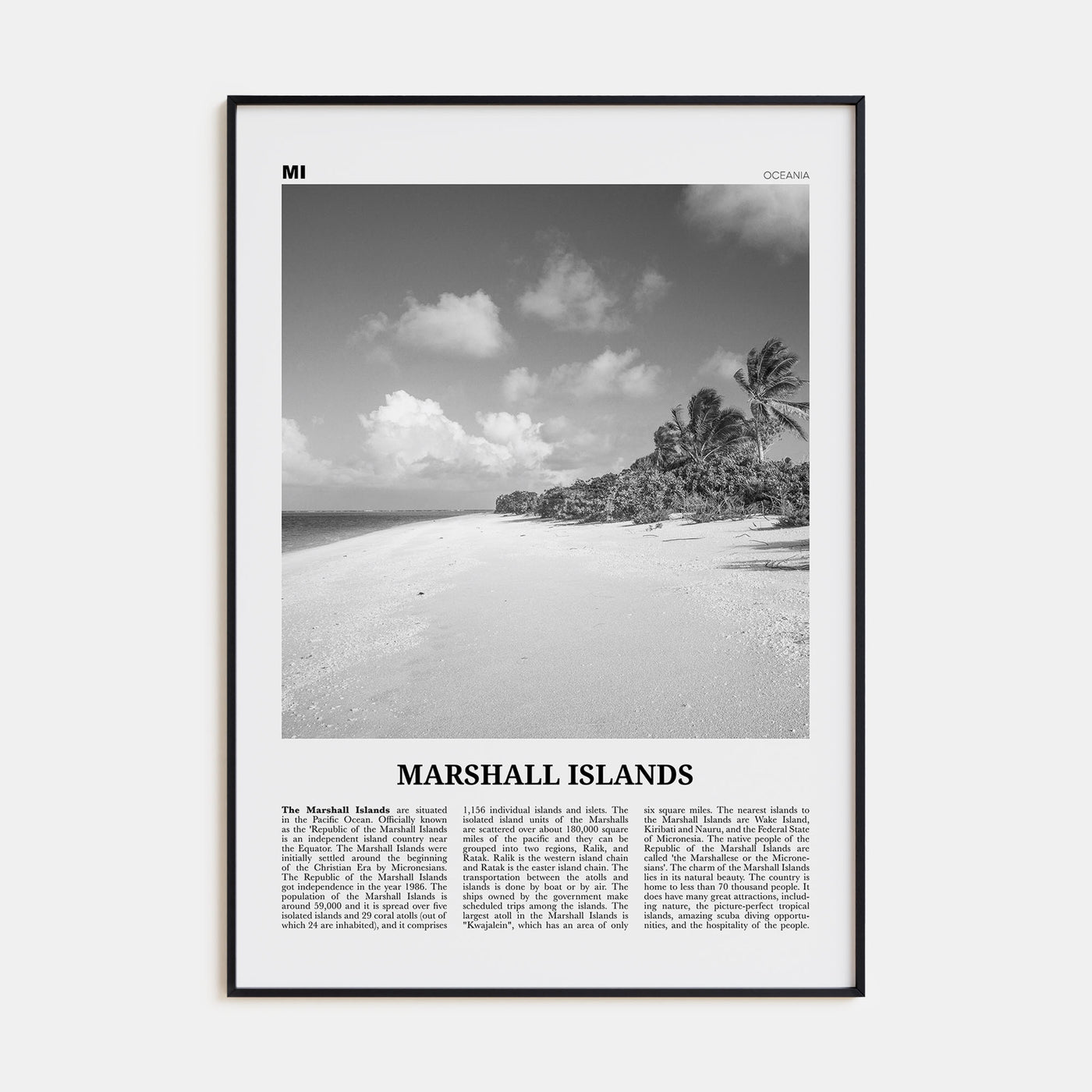 Marshall Islands Travel B&W Poster