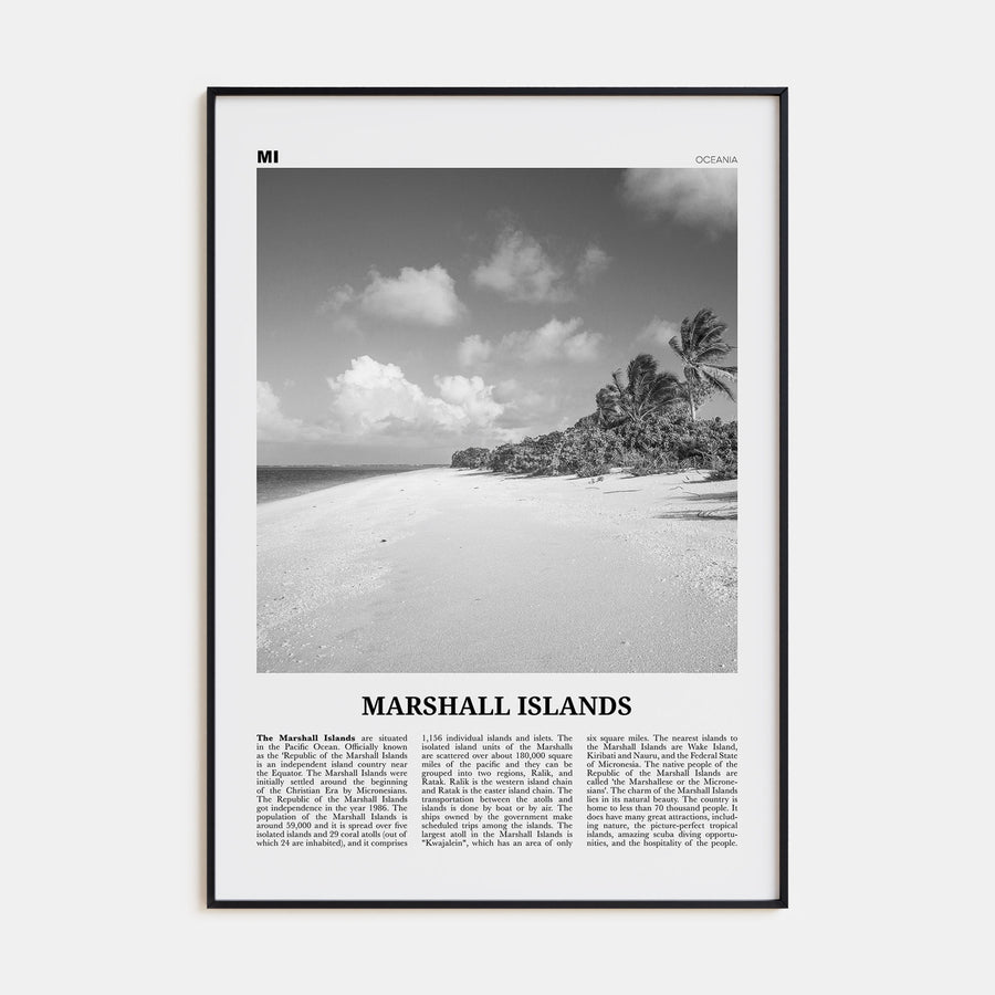 Marshall Islands Travel B&W Poster