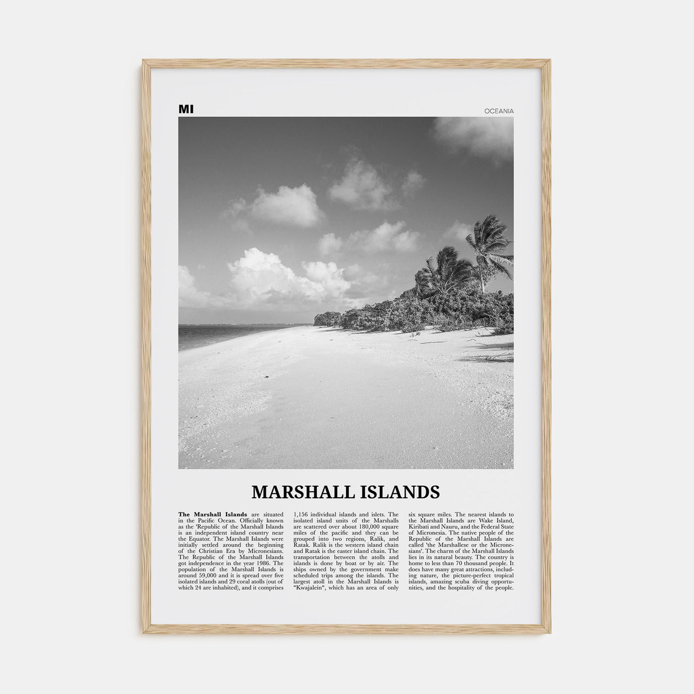 Marshall Islands Travel B&W Poster