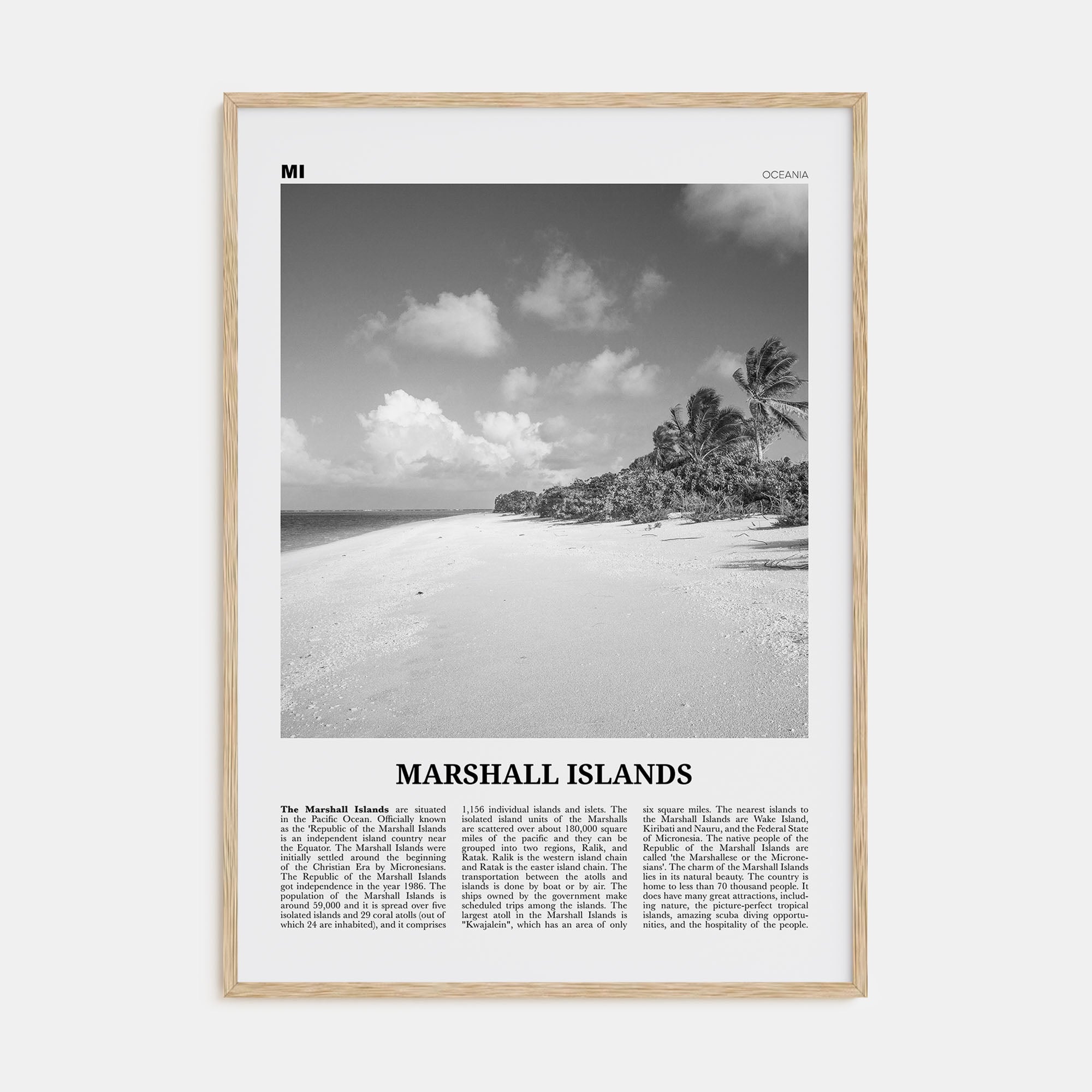 Marshall Islands Travel B&W Poster