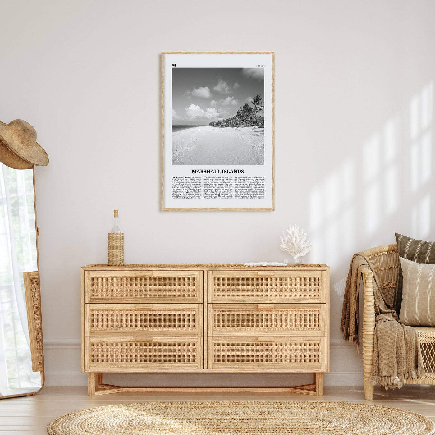 Marshall Islands Travel B&W Poster