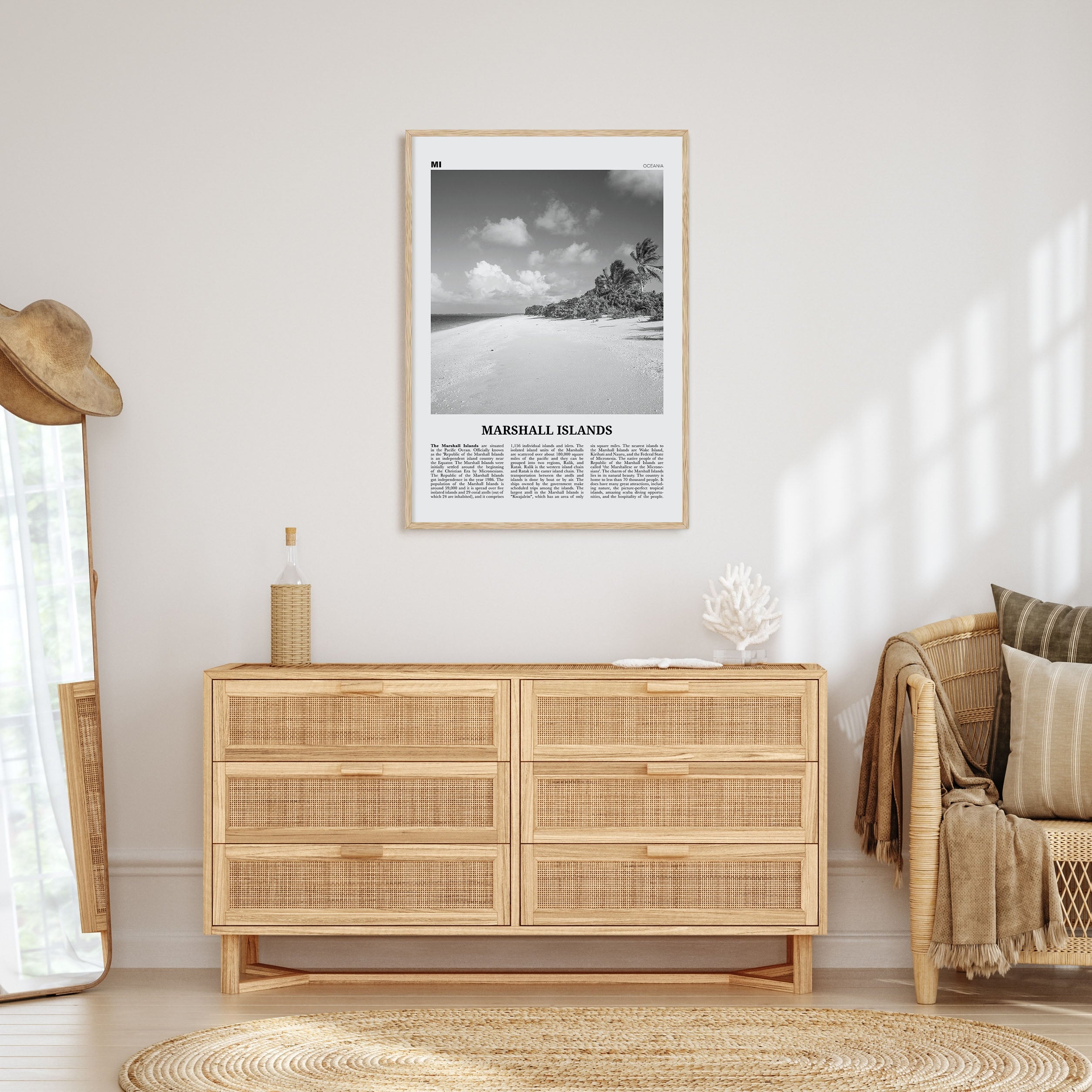 Marshall Islands Travel B&W Poster