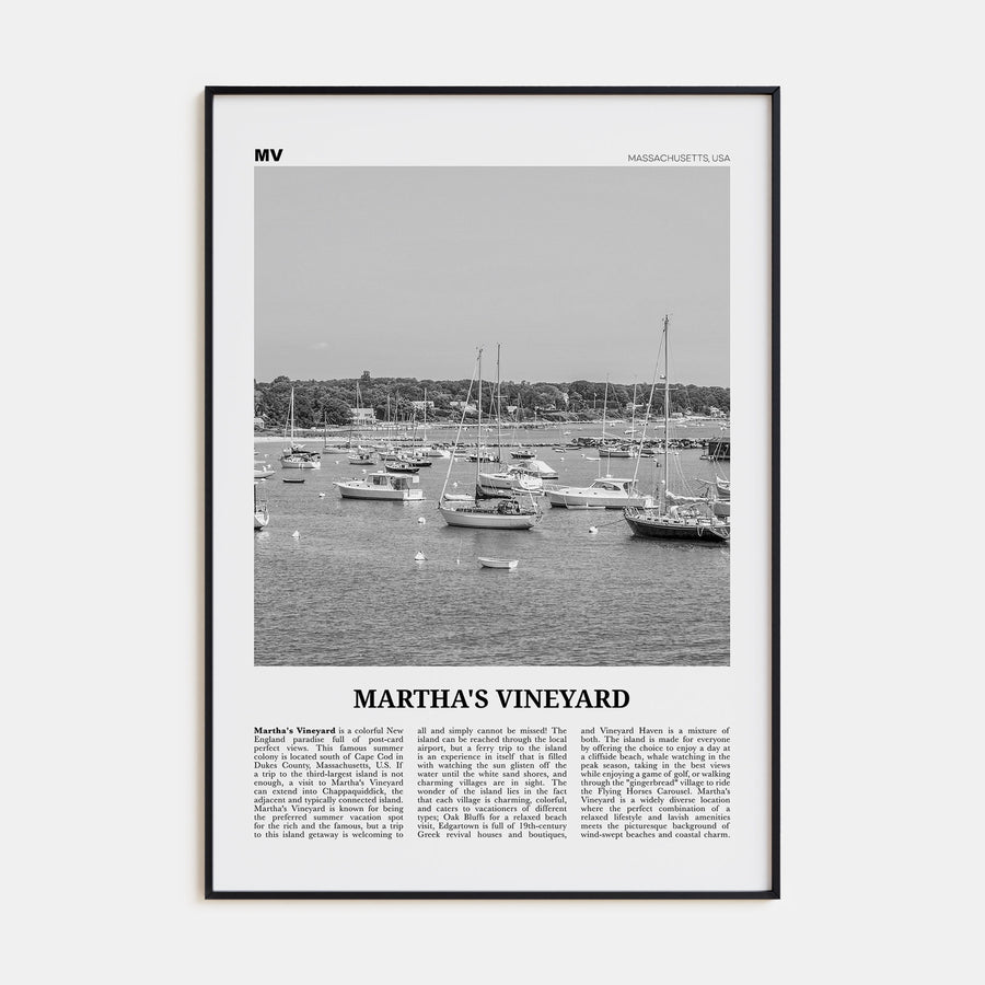 Martha's Vineyard Travel B&W Poster