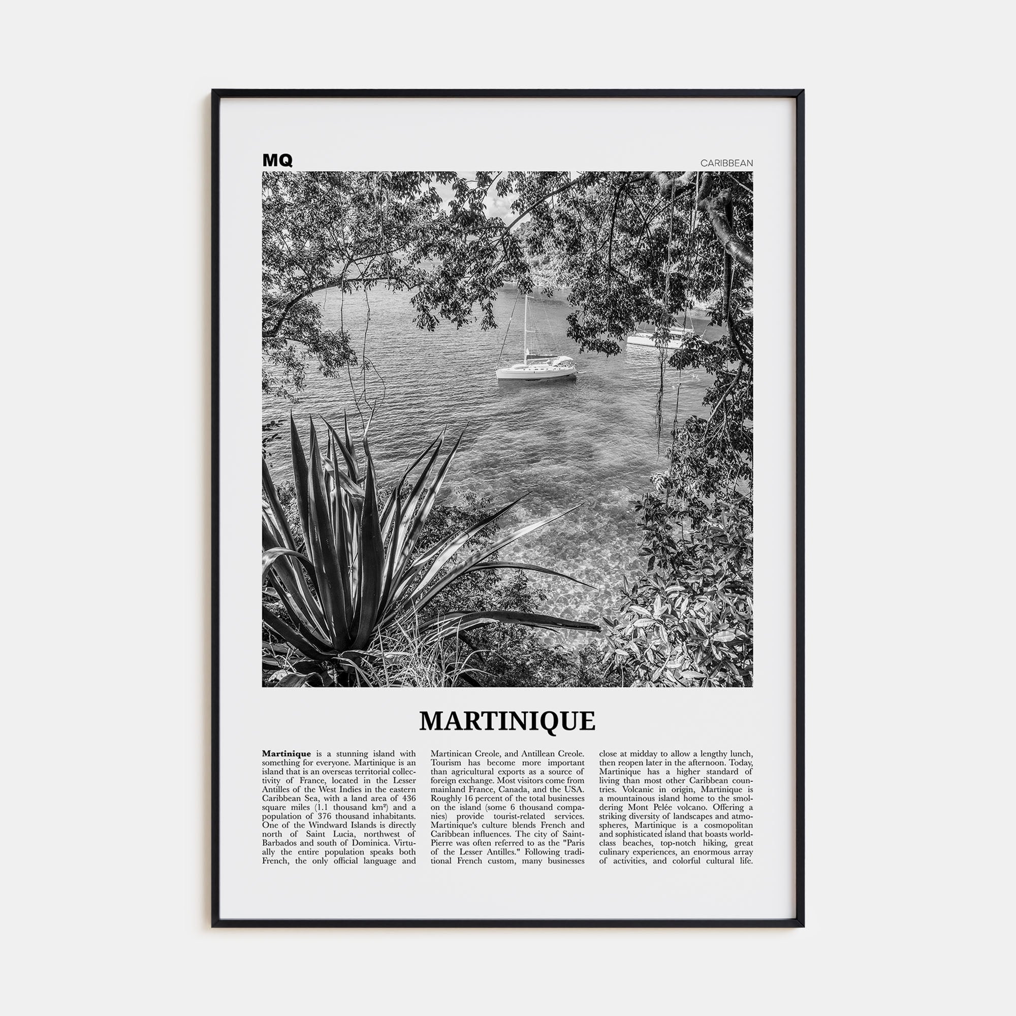Martinique Travel B&W Poster