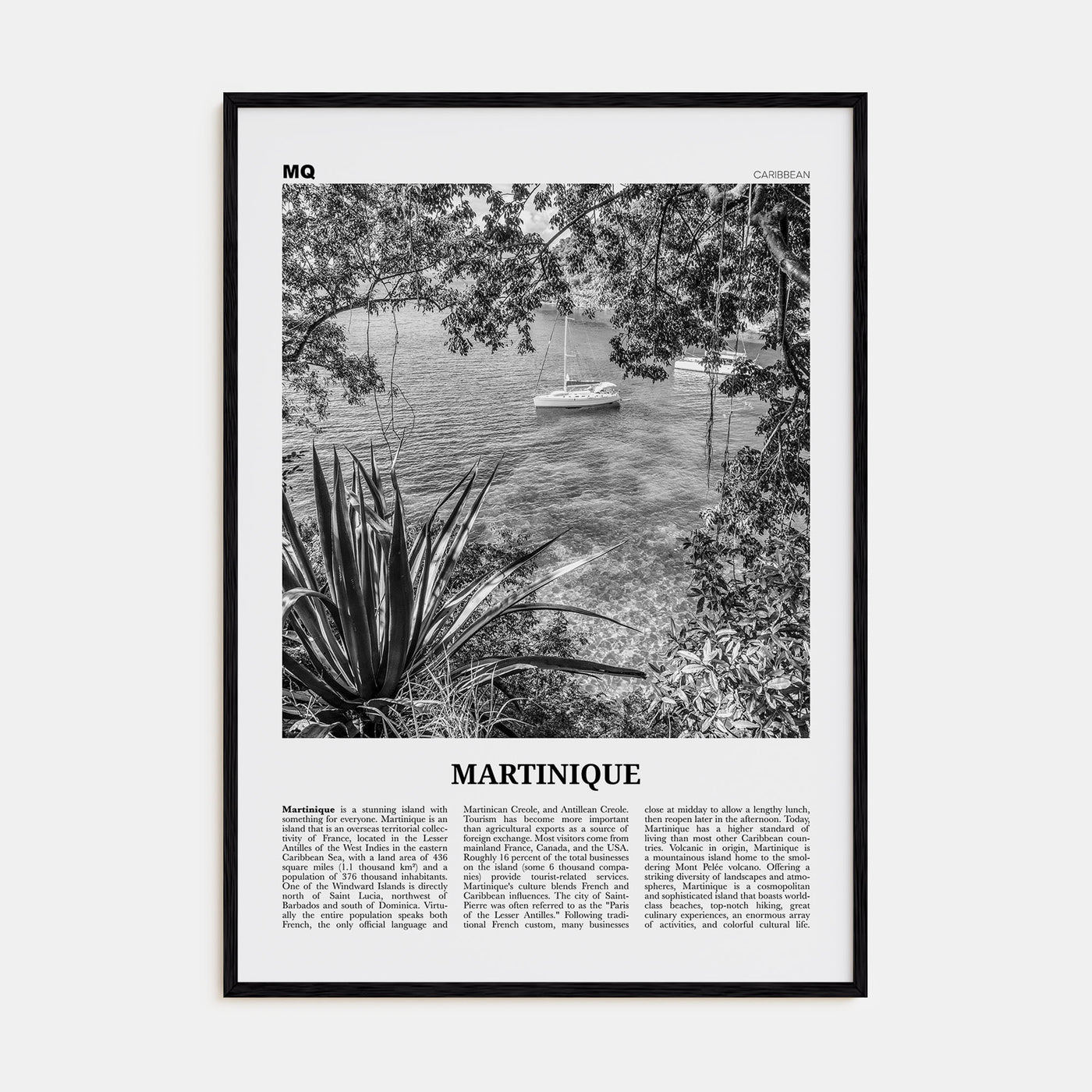 Martinique Travel B&W Poster