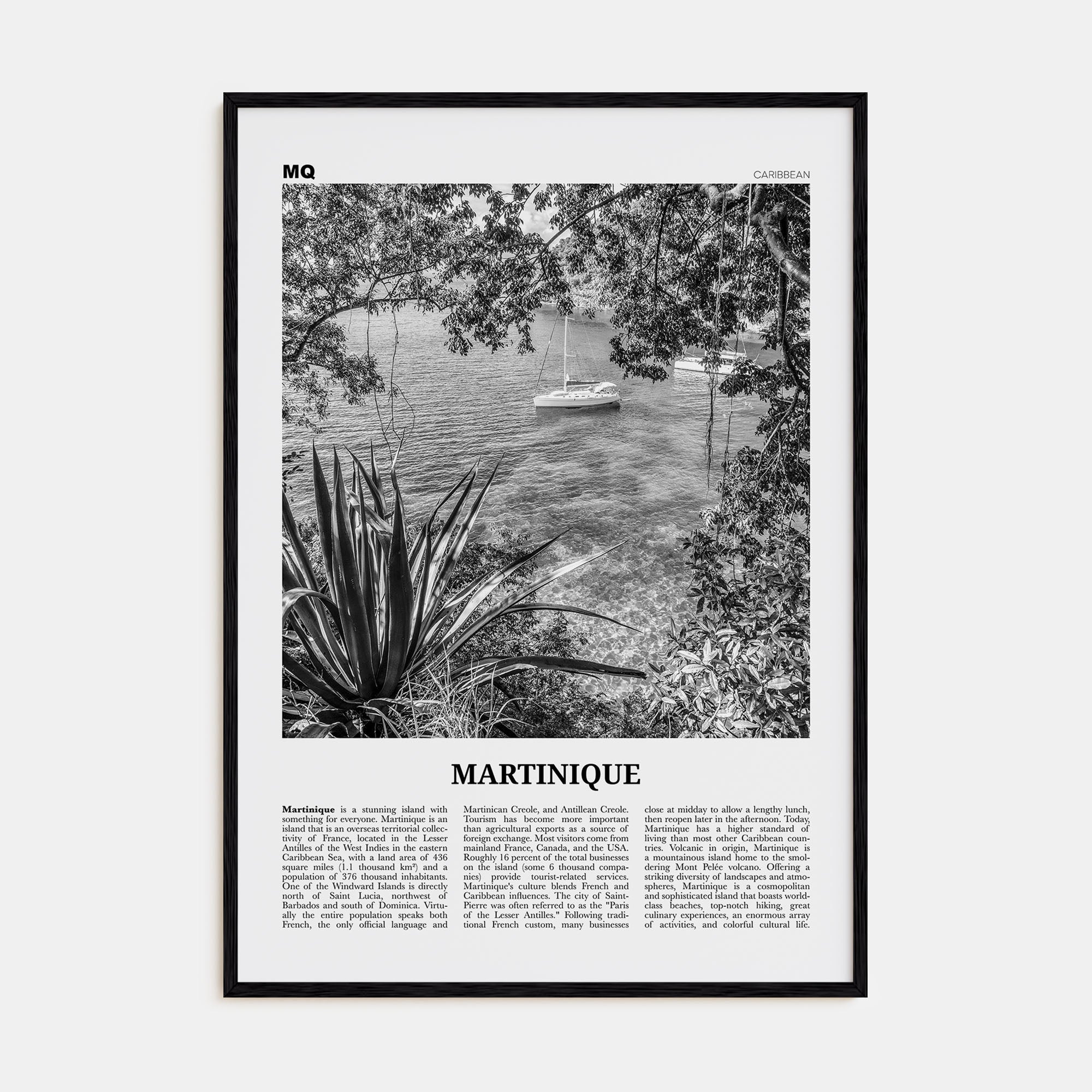 Martinique Travel B&W Poster