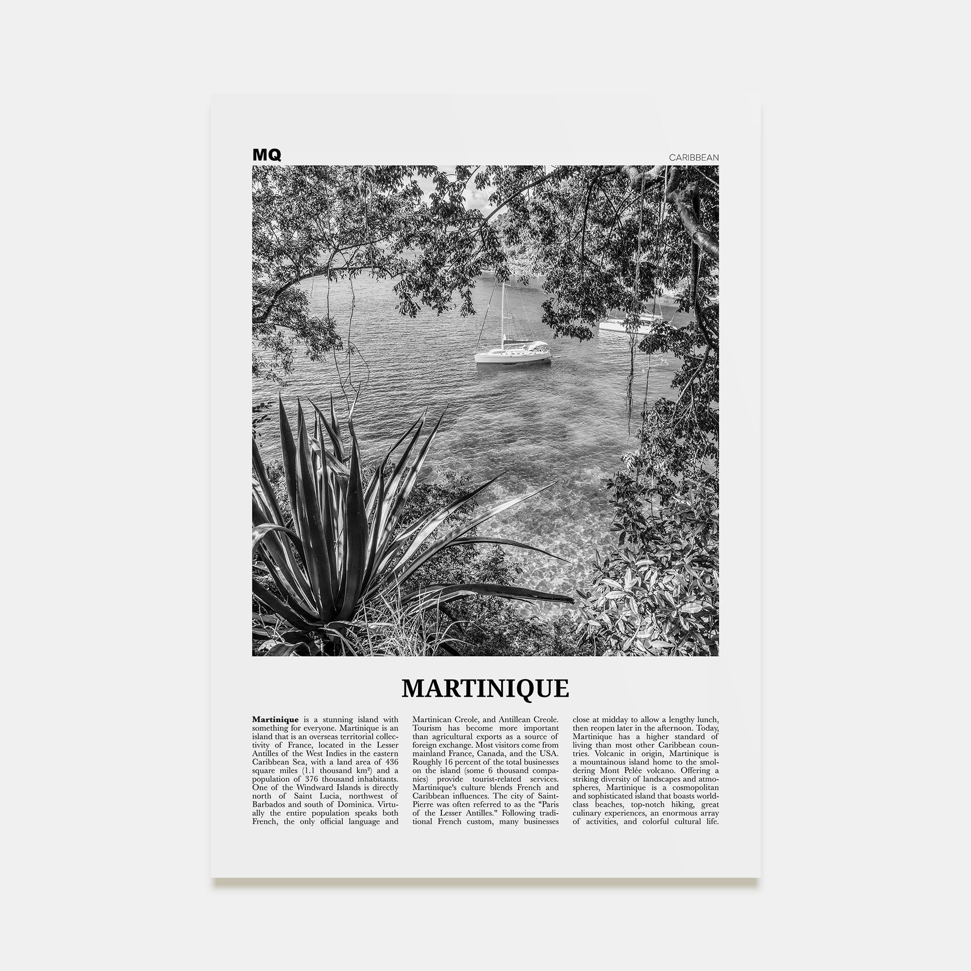 Martinique Travel B&W Poster