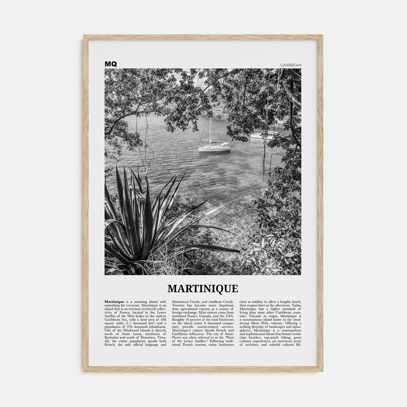 Martinique Travel B&W Poster