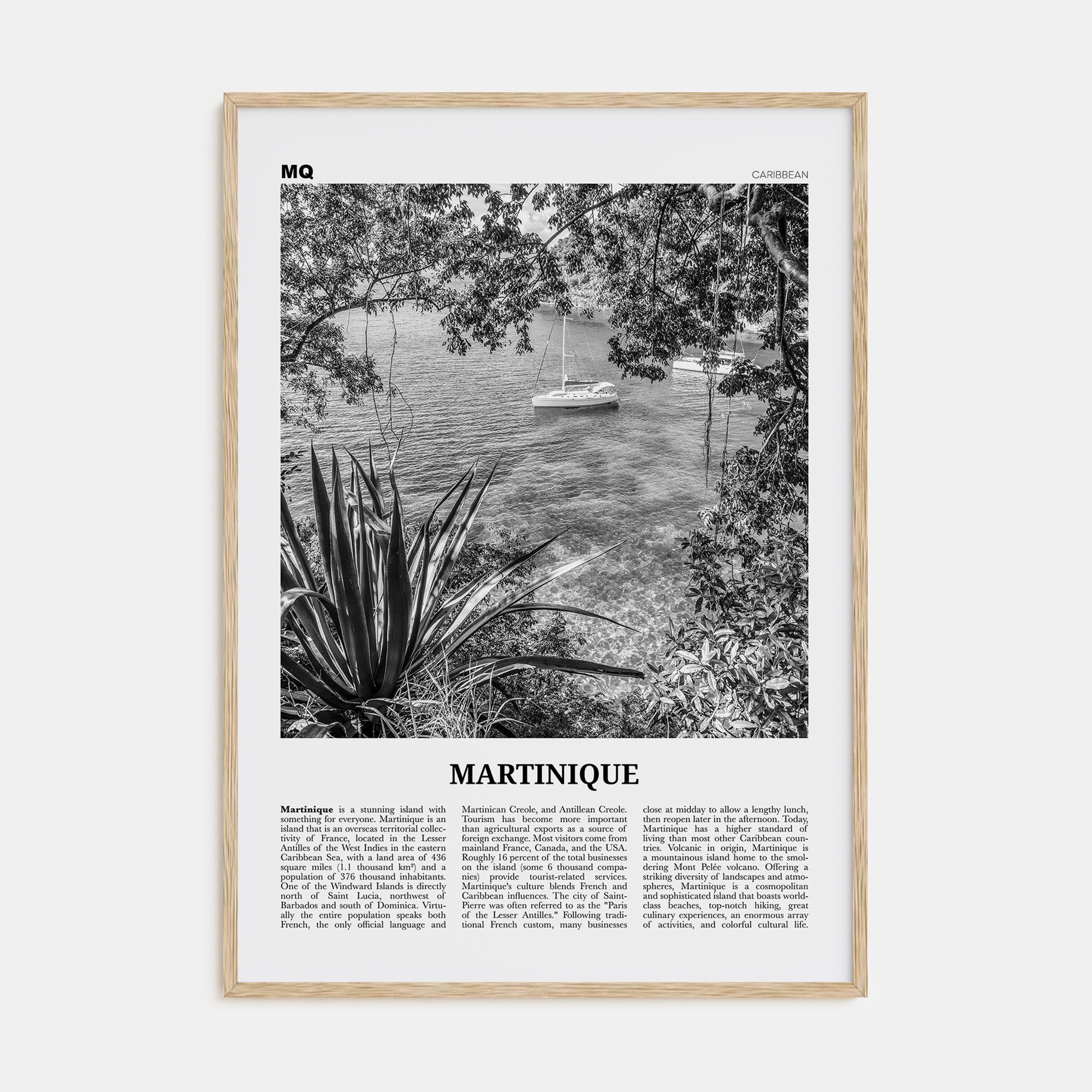 Martinique Travel B&W Poster