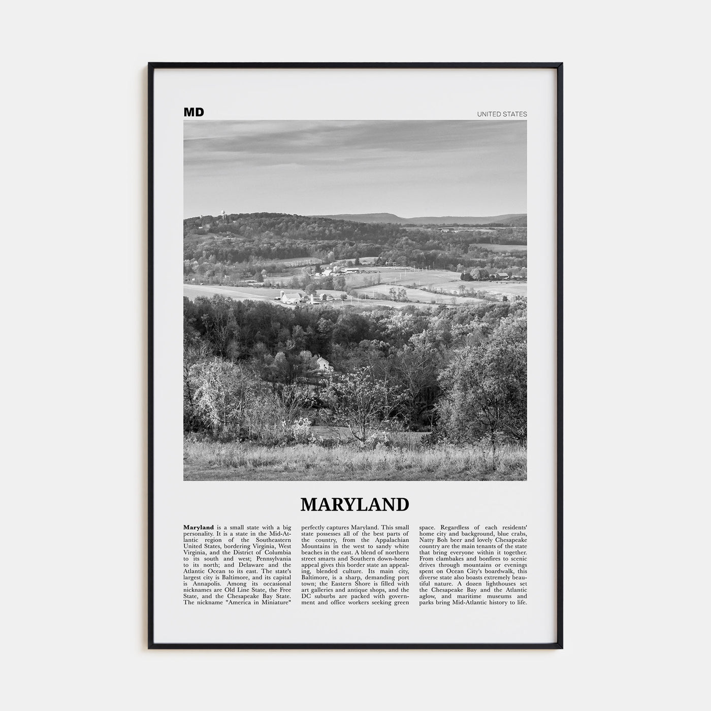 Maryland Travel B&W No 2 Poster