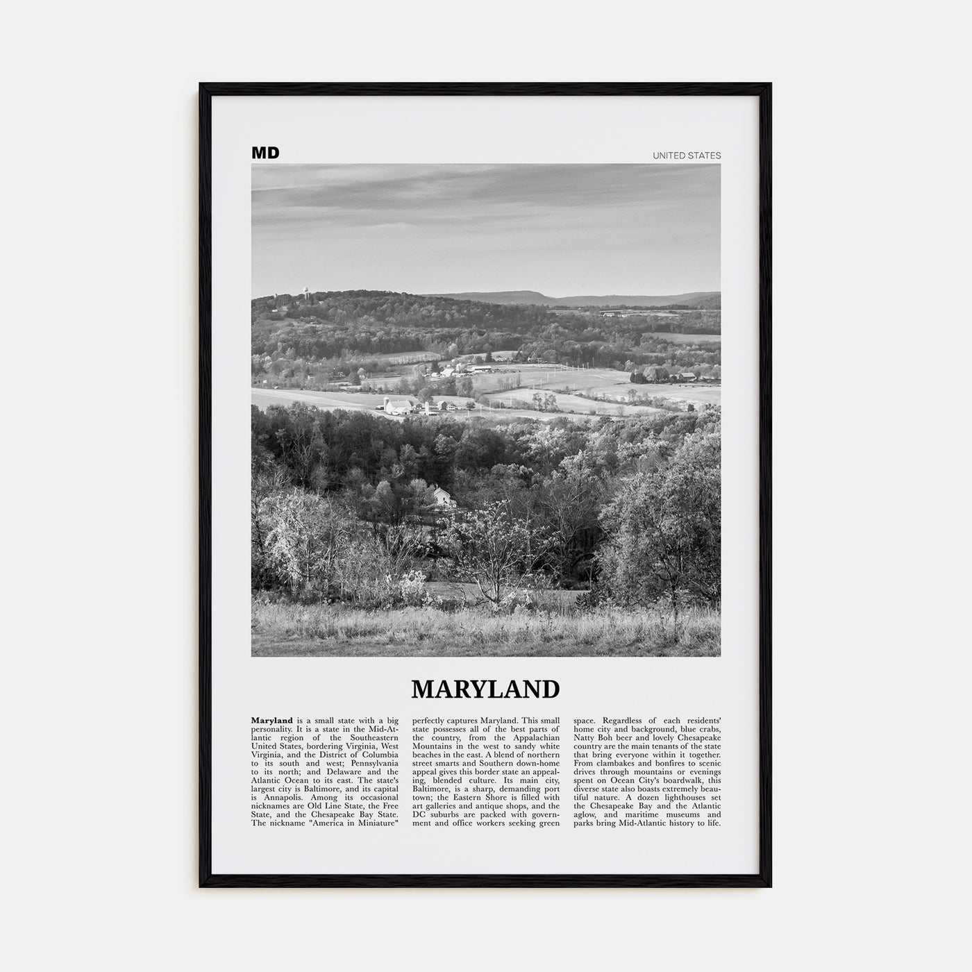 Maryland Travel B&W No 2 Poster