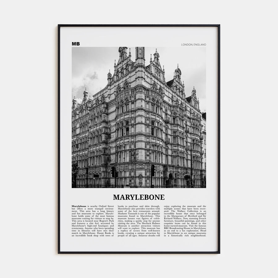 Marylebone Travel B&W Poster
