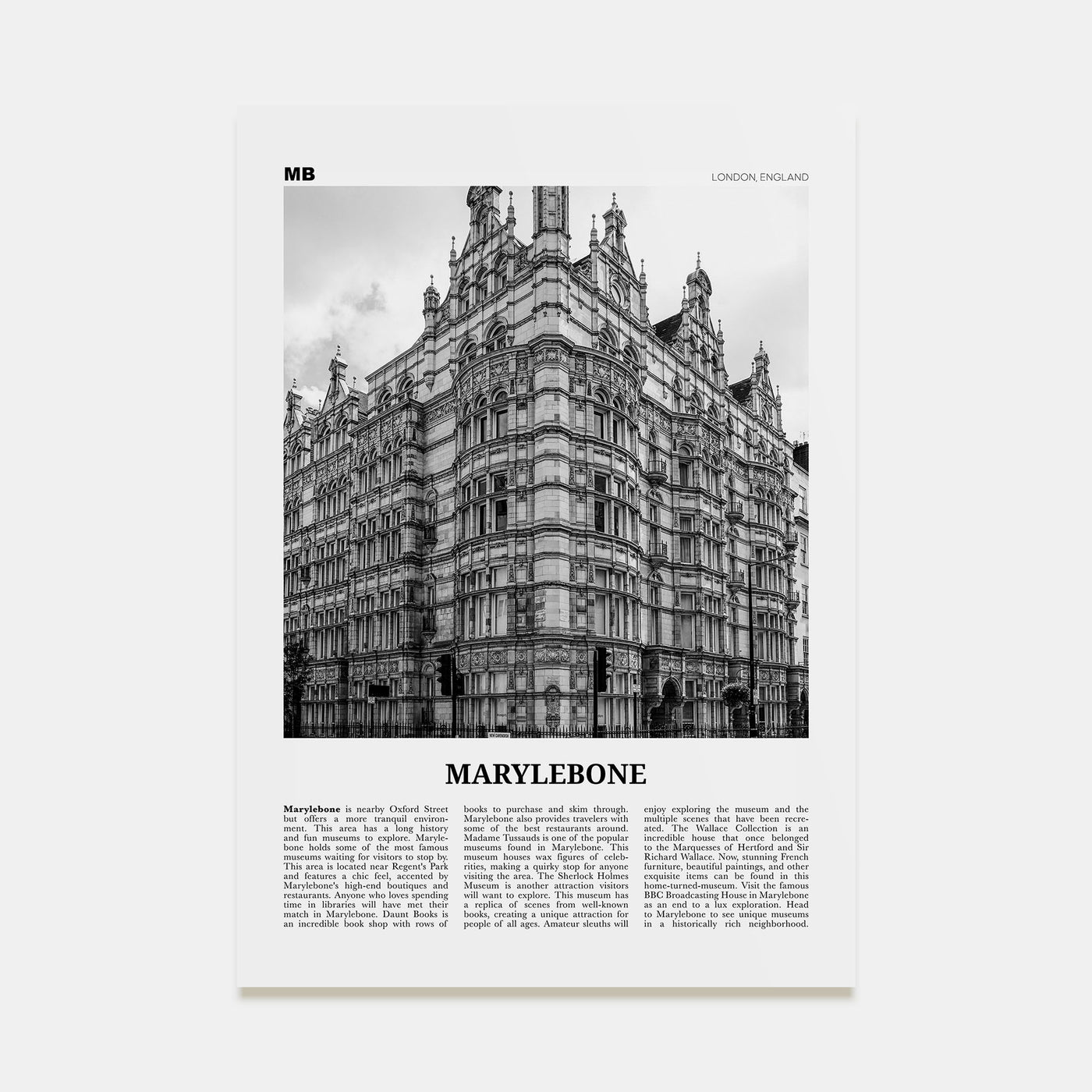 Marylebone Travel B&W Poster