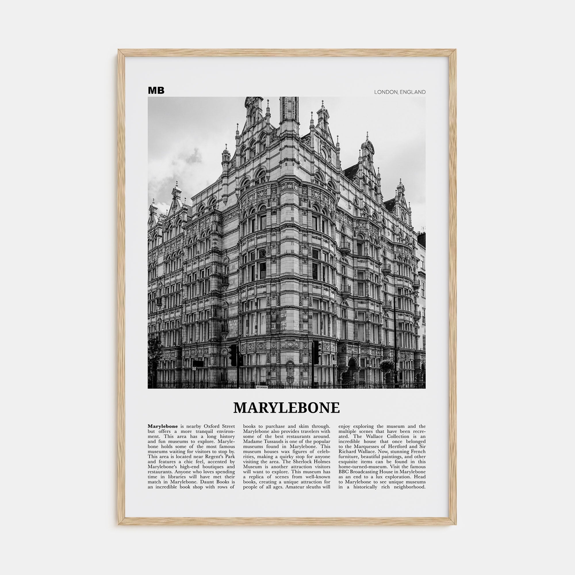Marylebone Travel B&W Poster