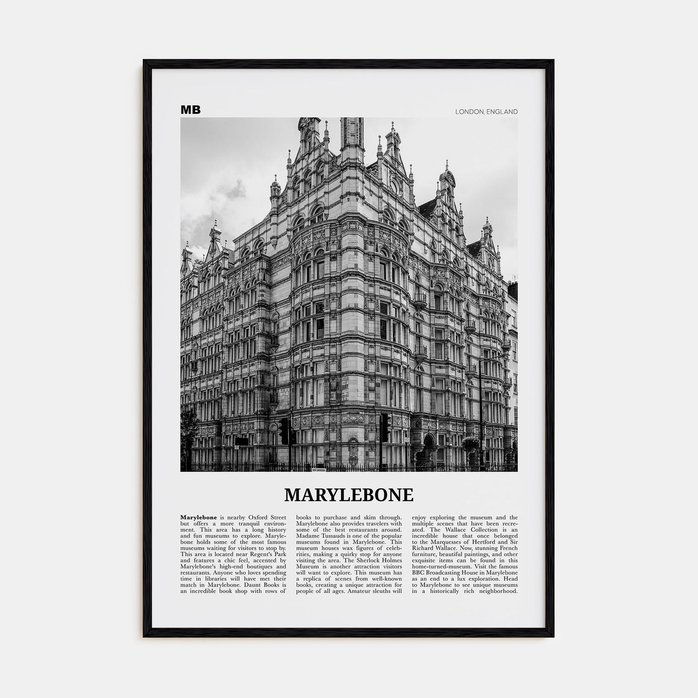 Marylebone Travel B&W Poster