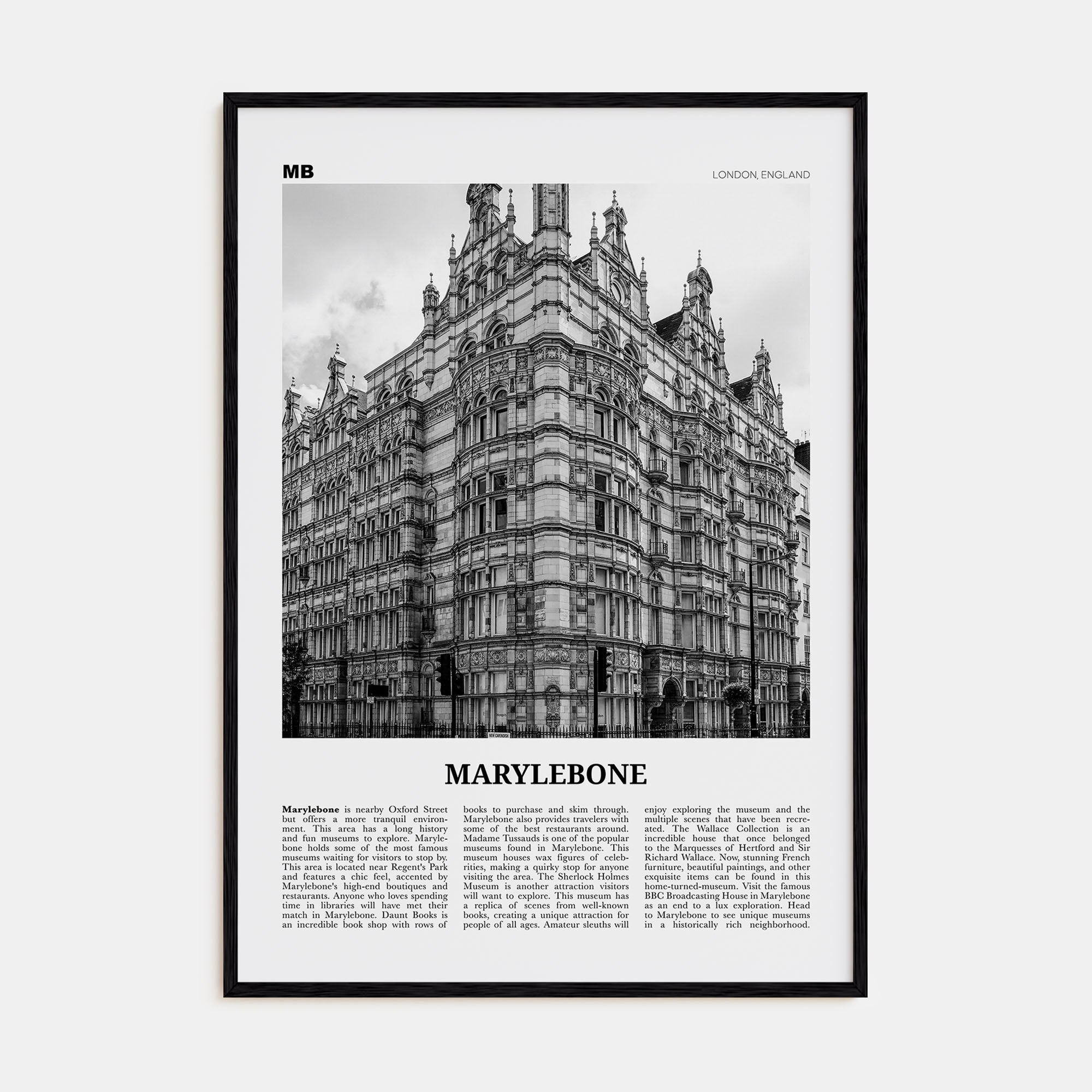 Marylebone Travel B&W Poster