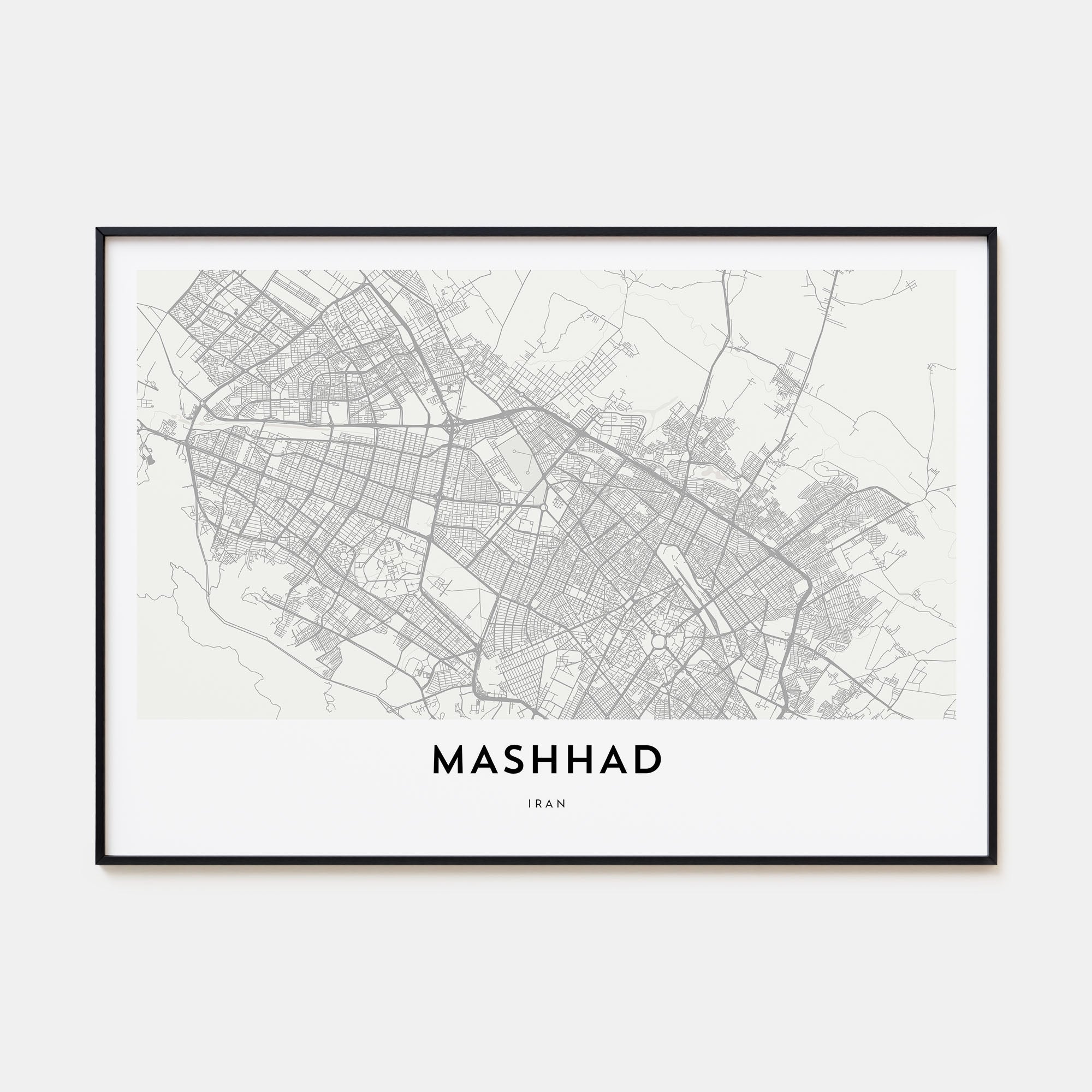 Mashhad Map Landscape Poster