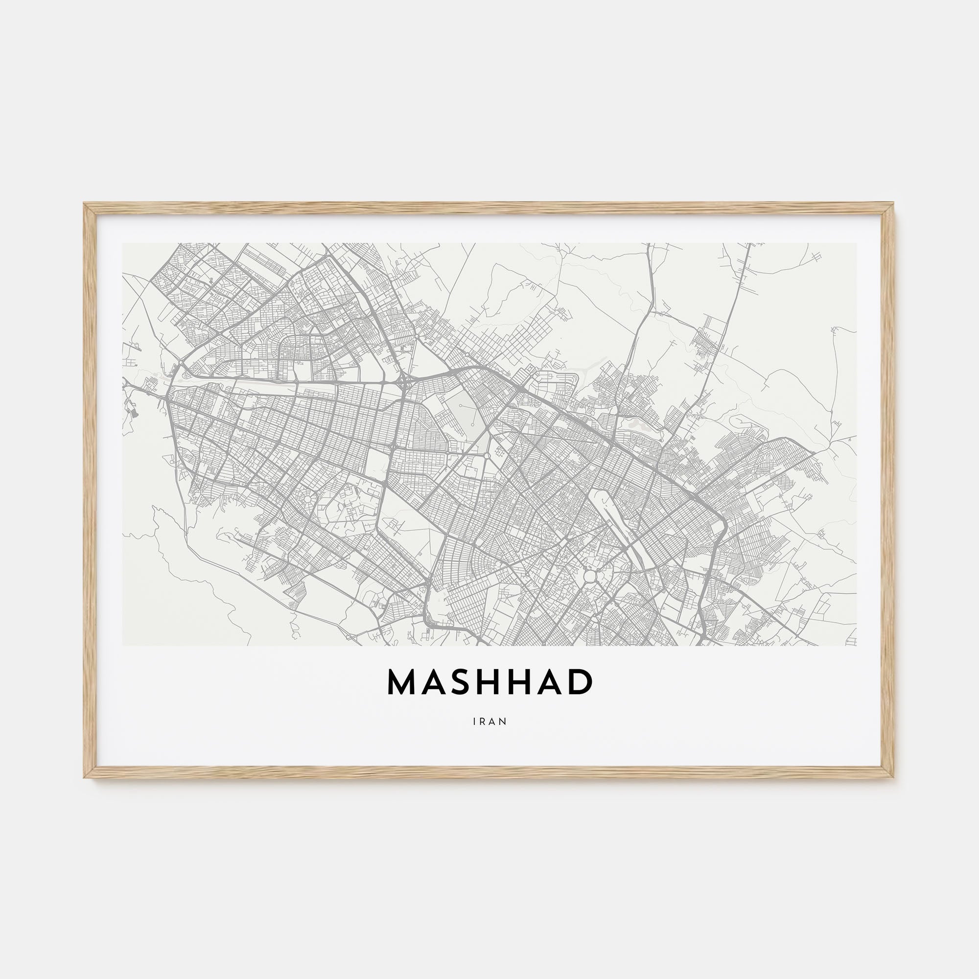 Mashhad Map Landscape Poster