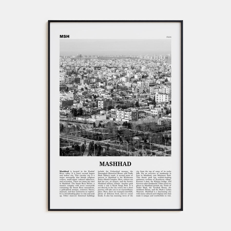 Mashhad Travel B&W Poster