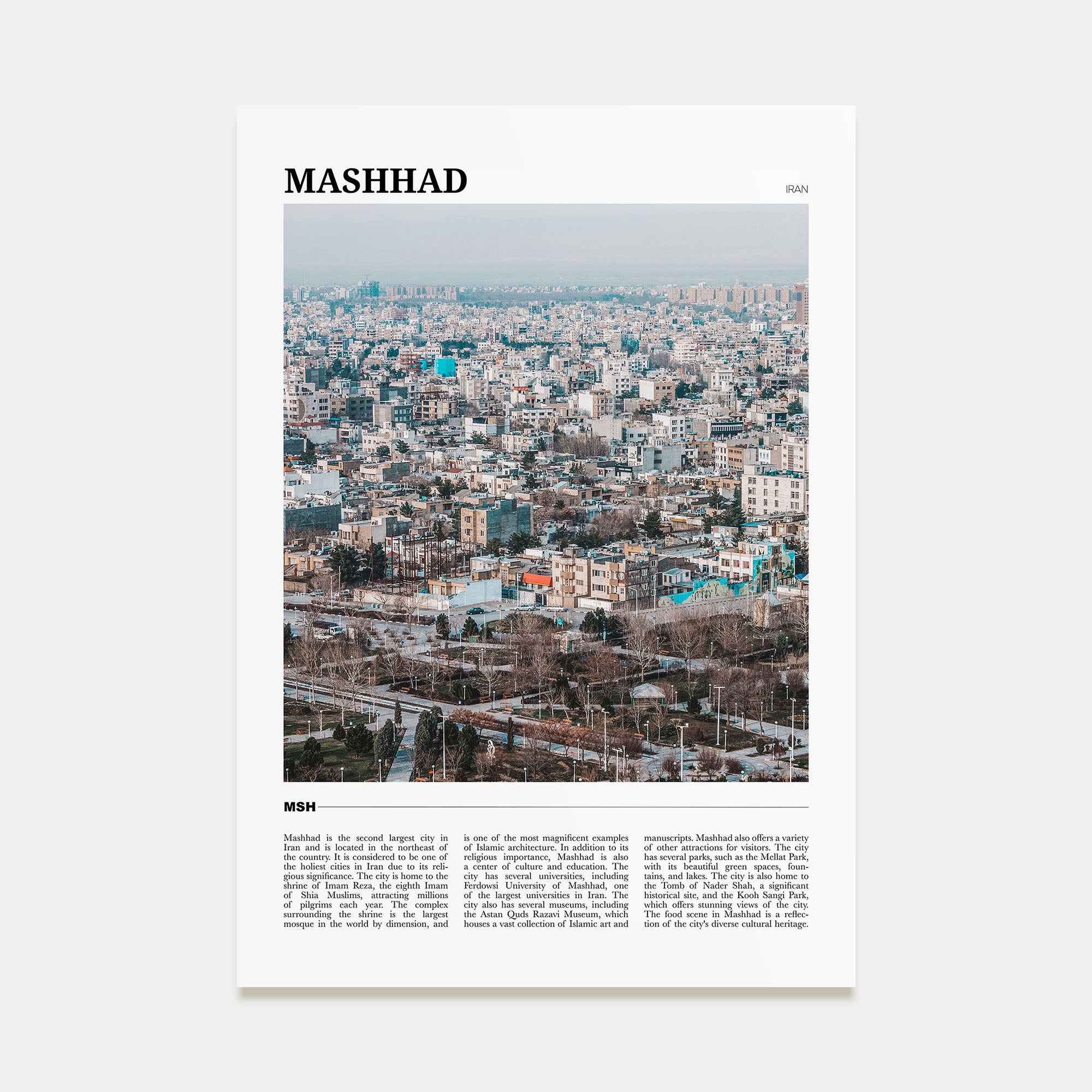 Mashhad Travel Color Poster