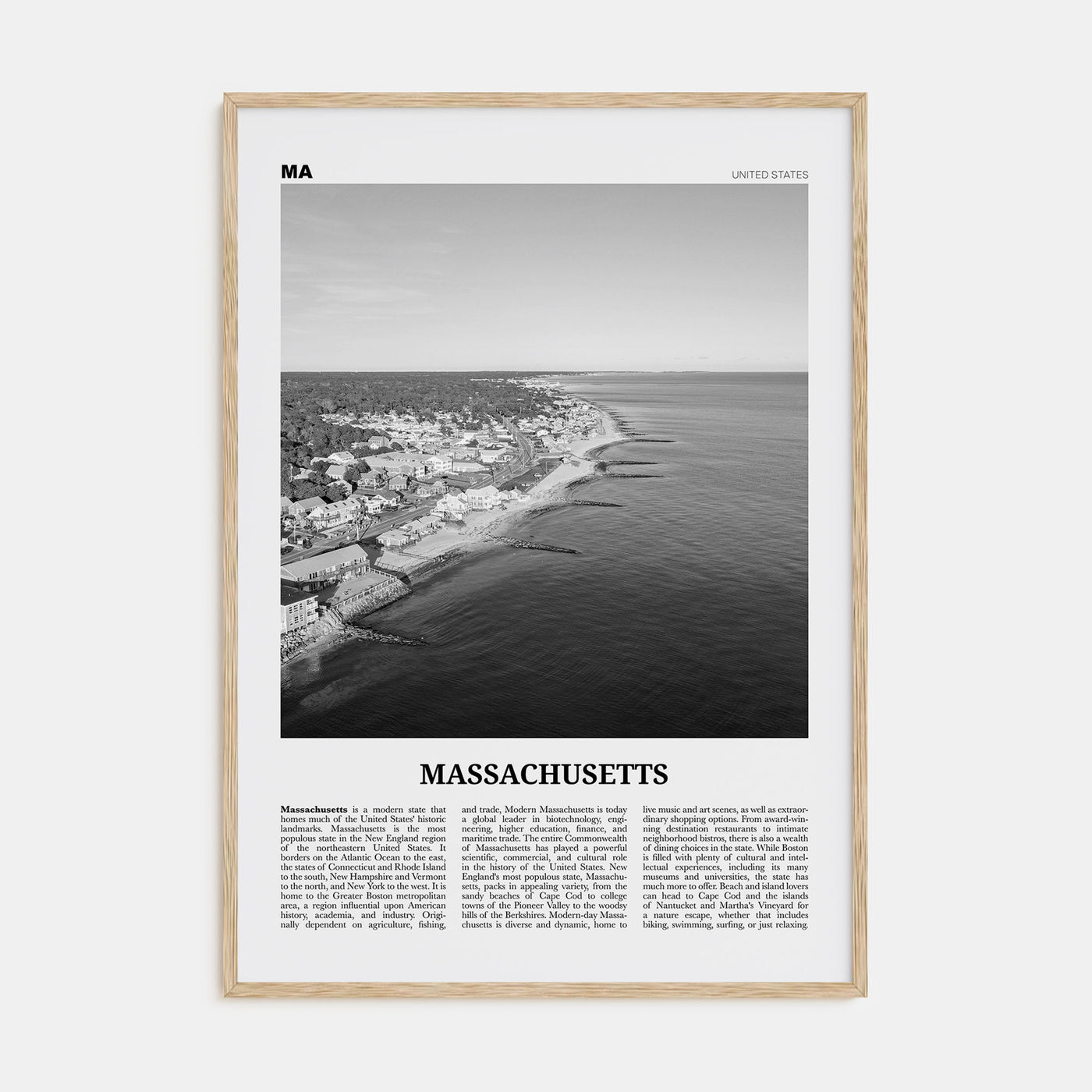 Massachusetts Travel B&W No 1 Poster