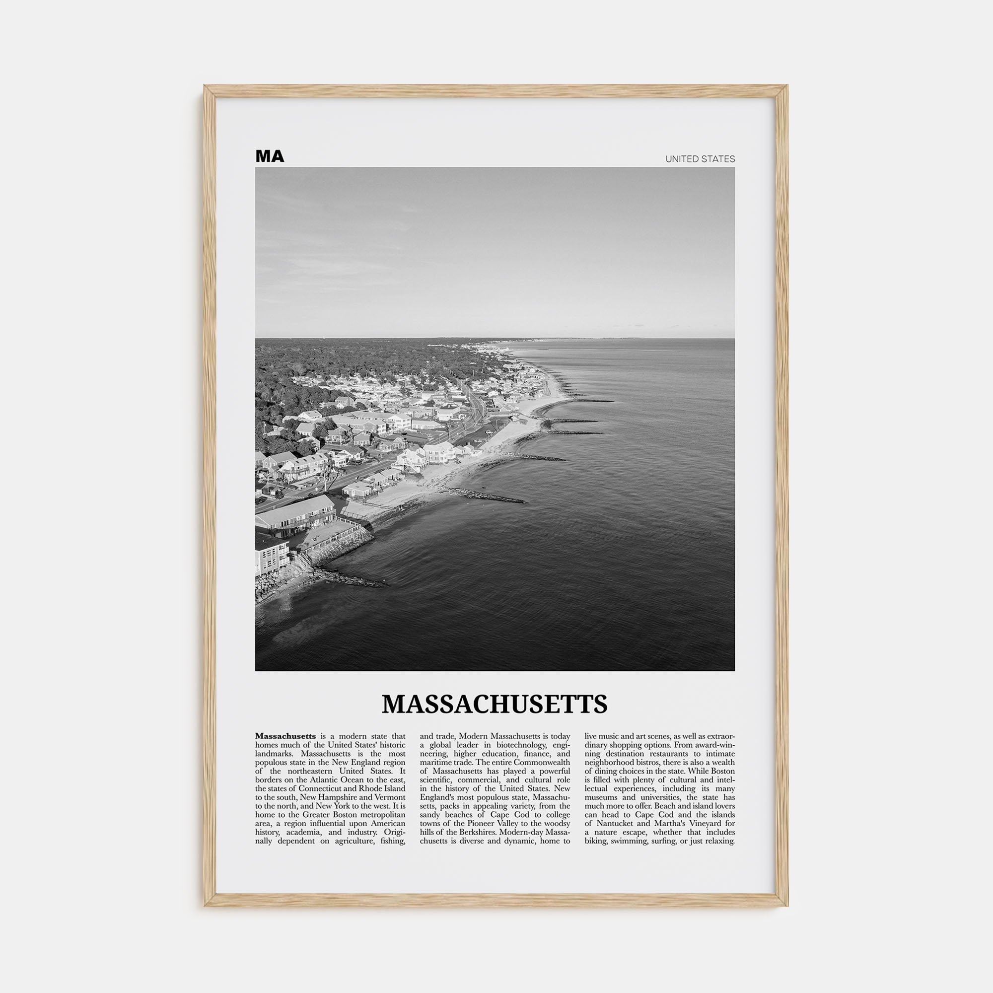 Massachusetts Travel B&W No 1 Poster