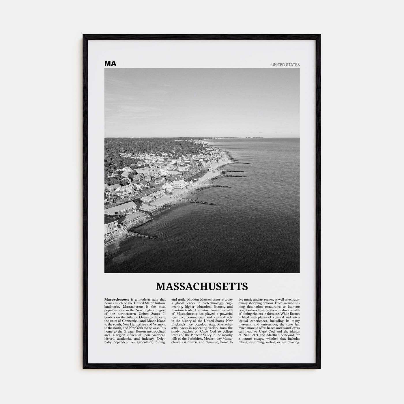 Massachusetts Travel B&W No 1 Poster