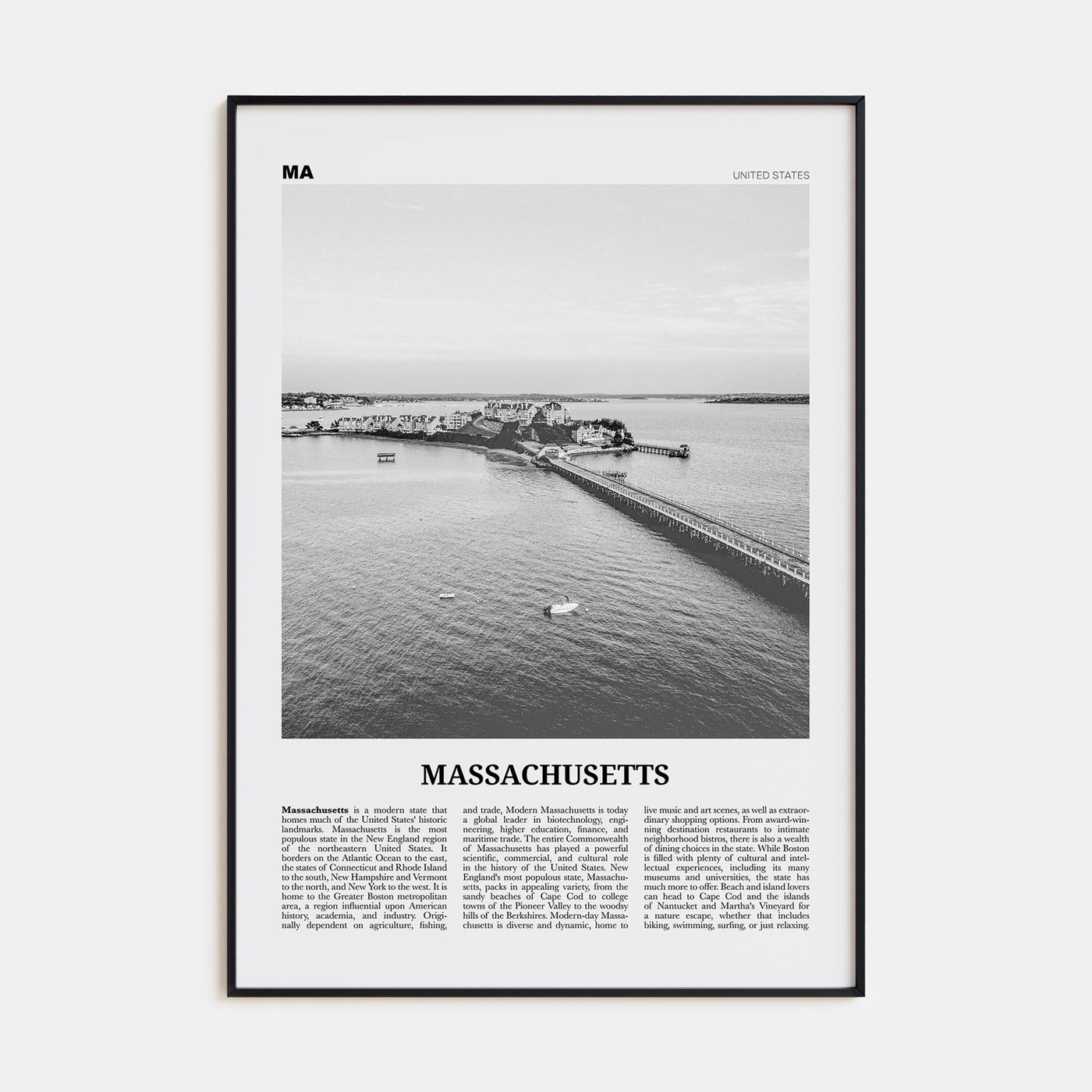 Massachusetts Travel B&W No 2 Poster