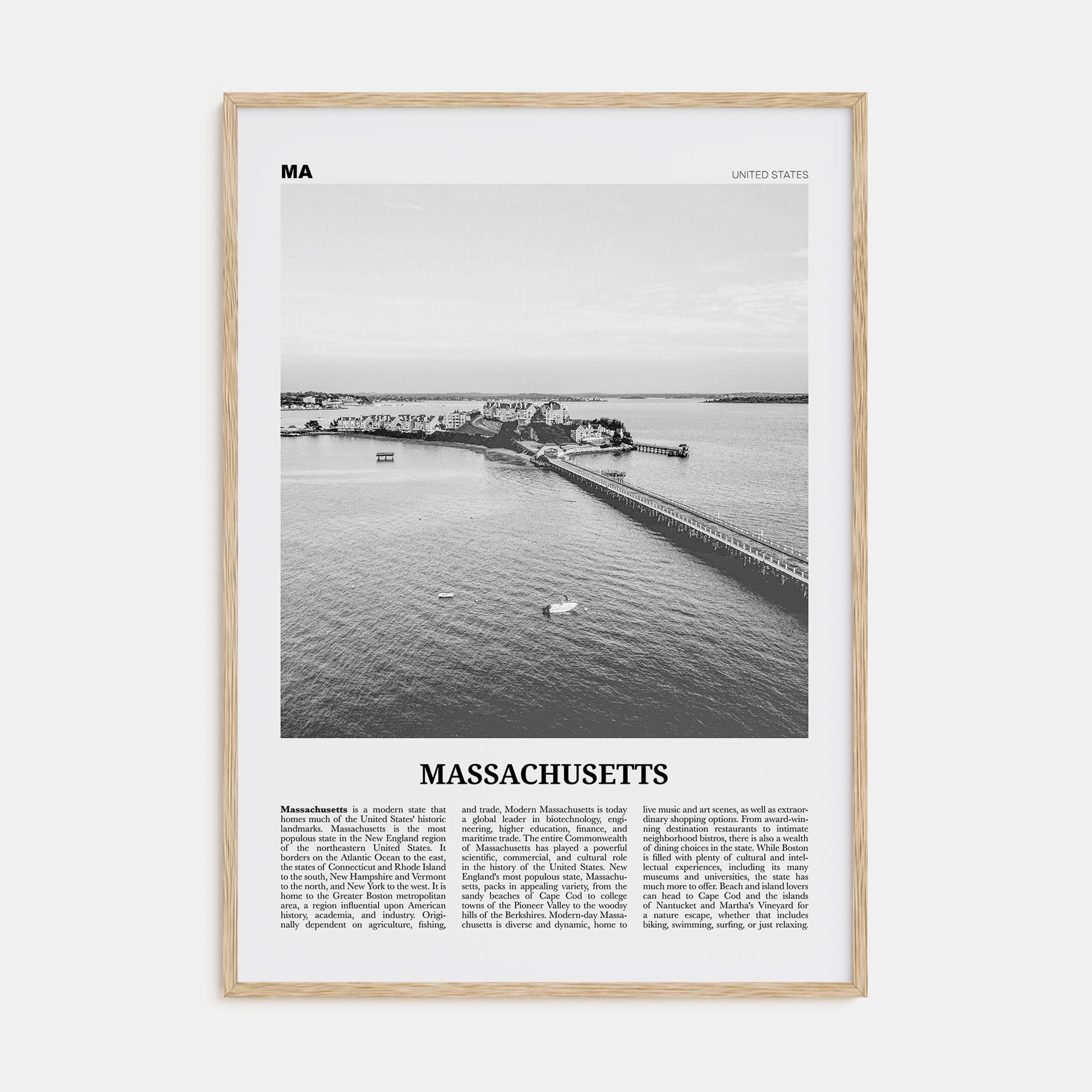 Massachusetts Travel B&W No 2 Poster