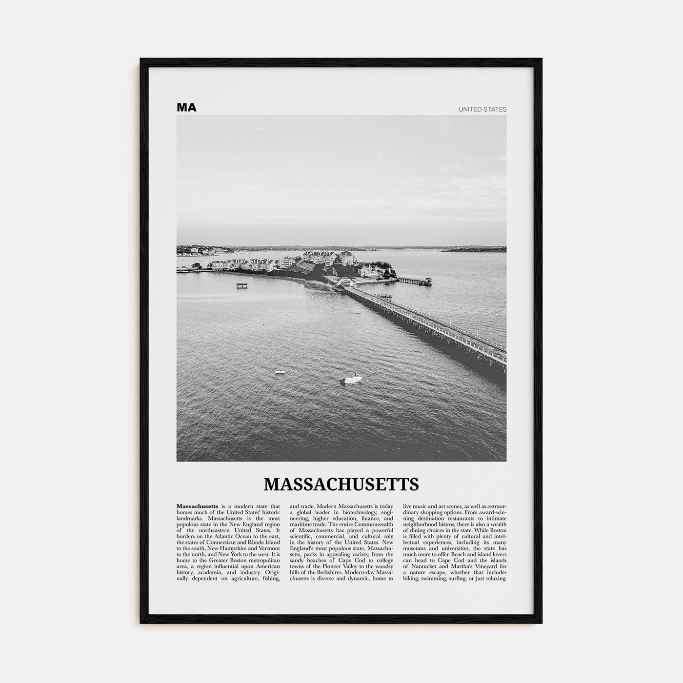 Massachusetts Travel B&W No 2 Poster