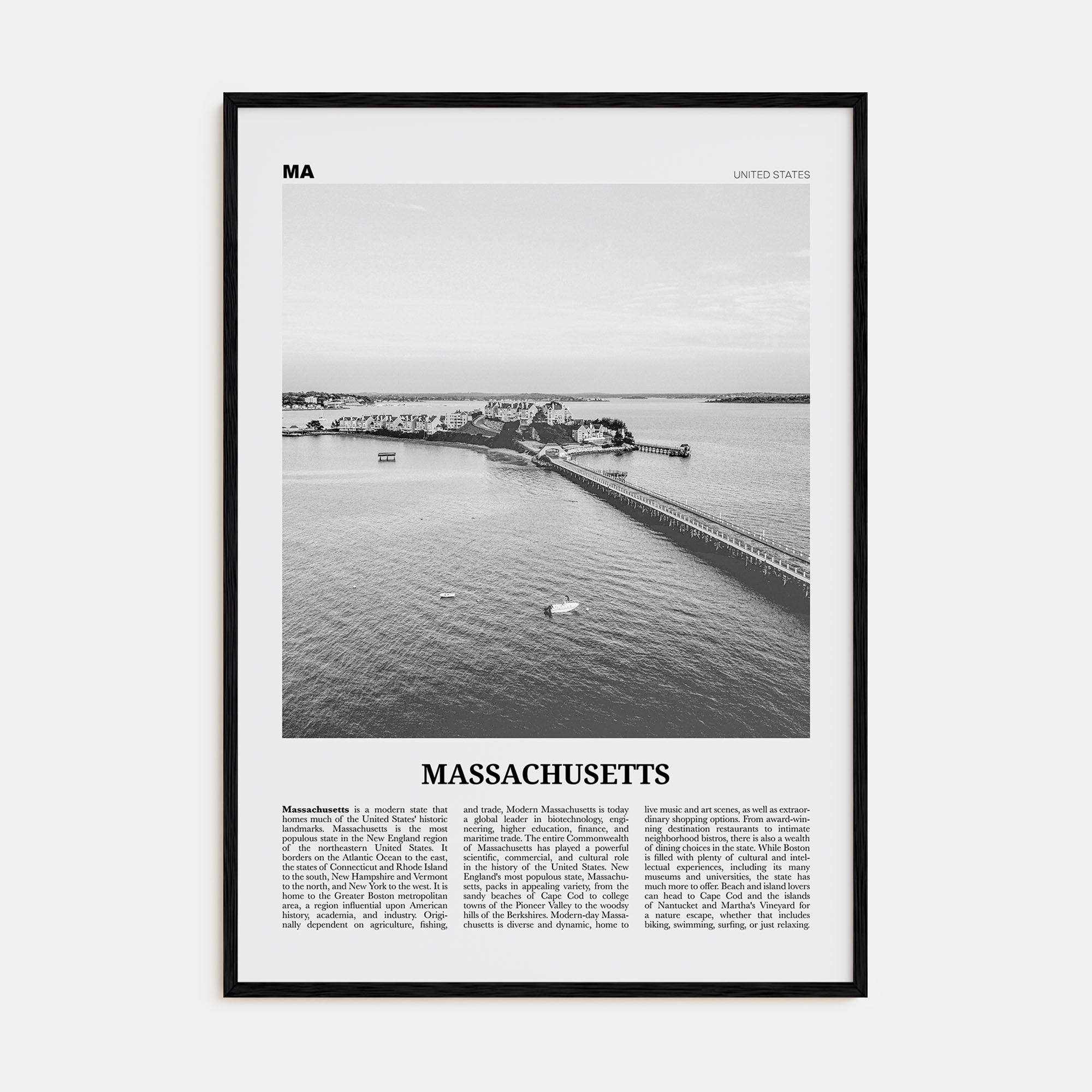 Massachusetts Travel B&W No 2 Poster