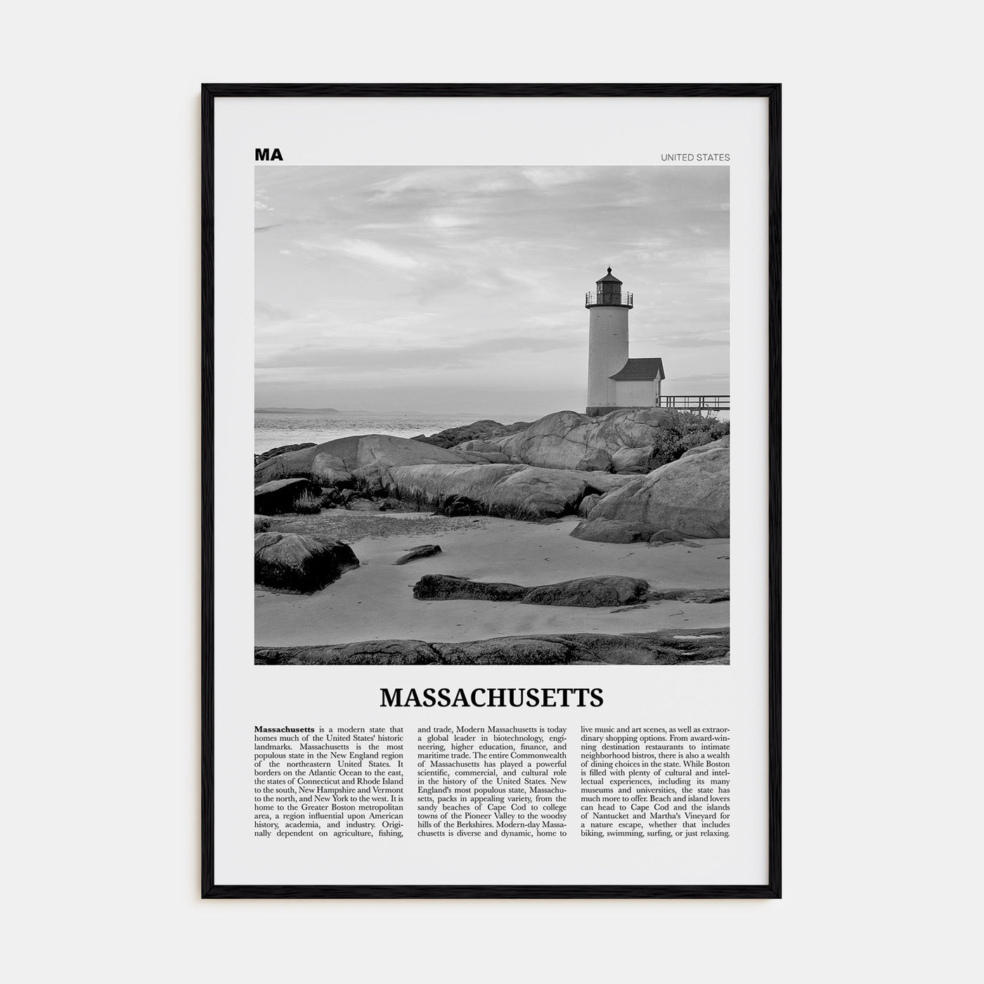 Massachusetts Travel B&W No 3 Poster