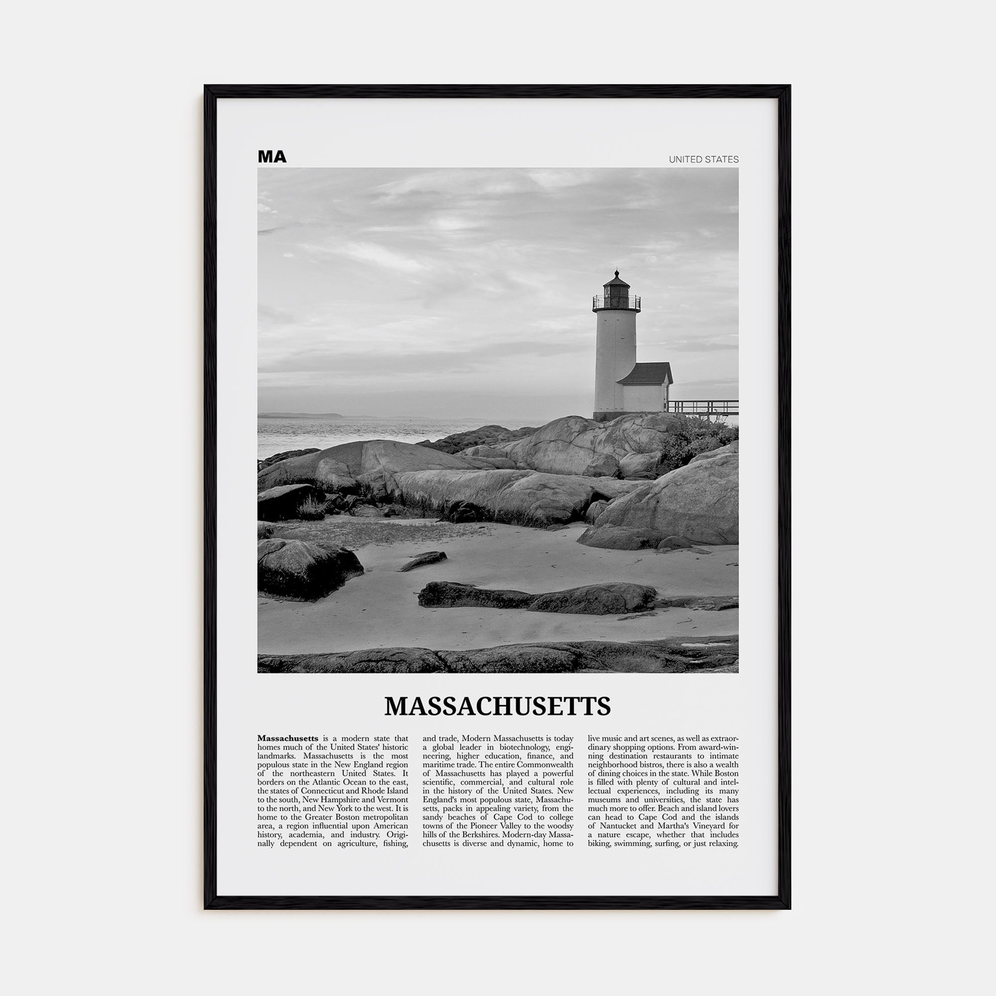 Massachusetts Travel B&W No 3 Poster