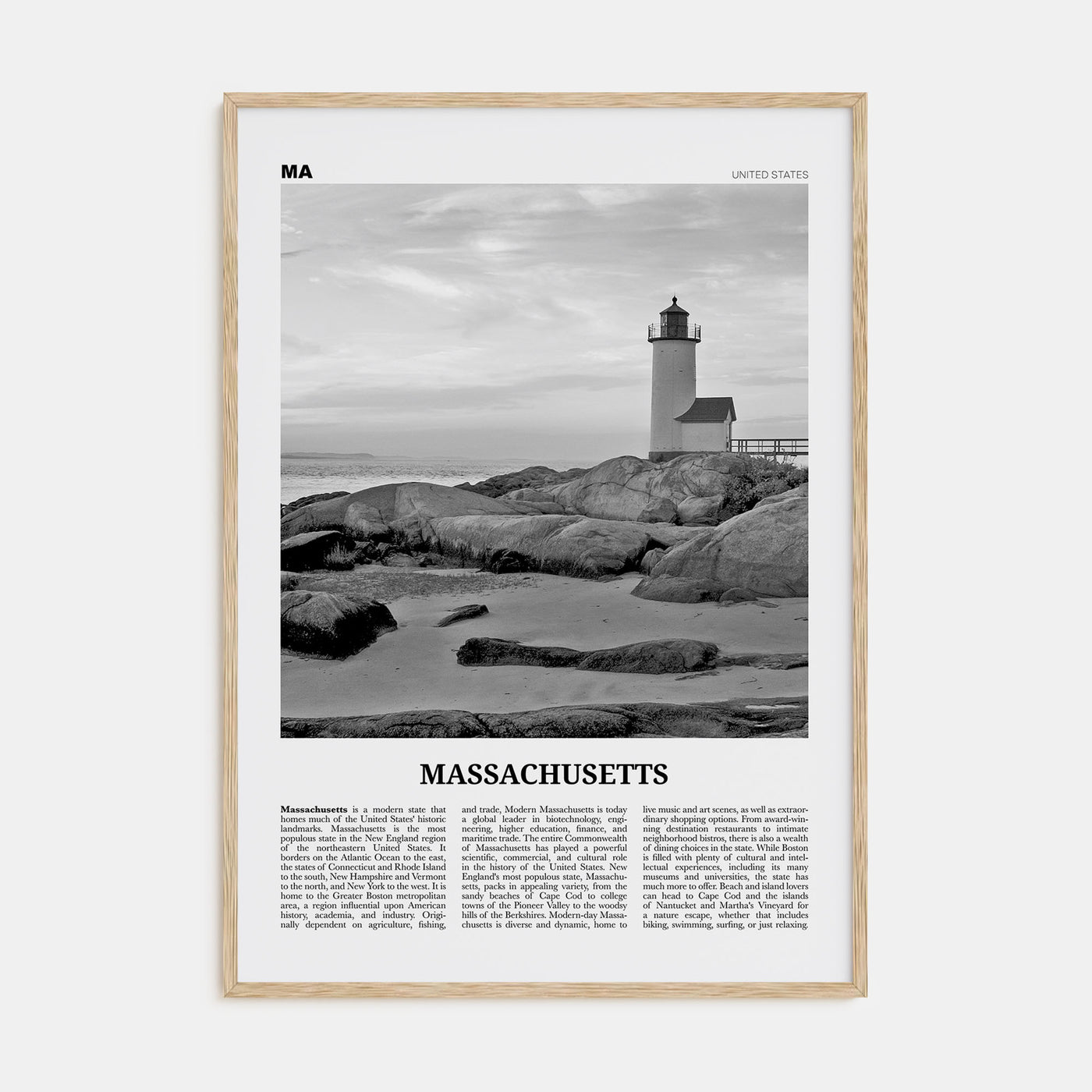 Massachusetts Travel B&W No 3 Poster