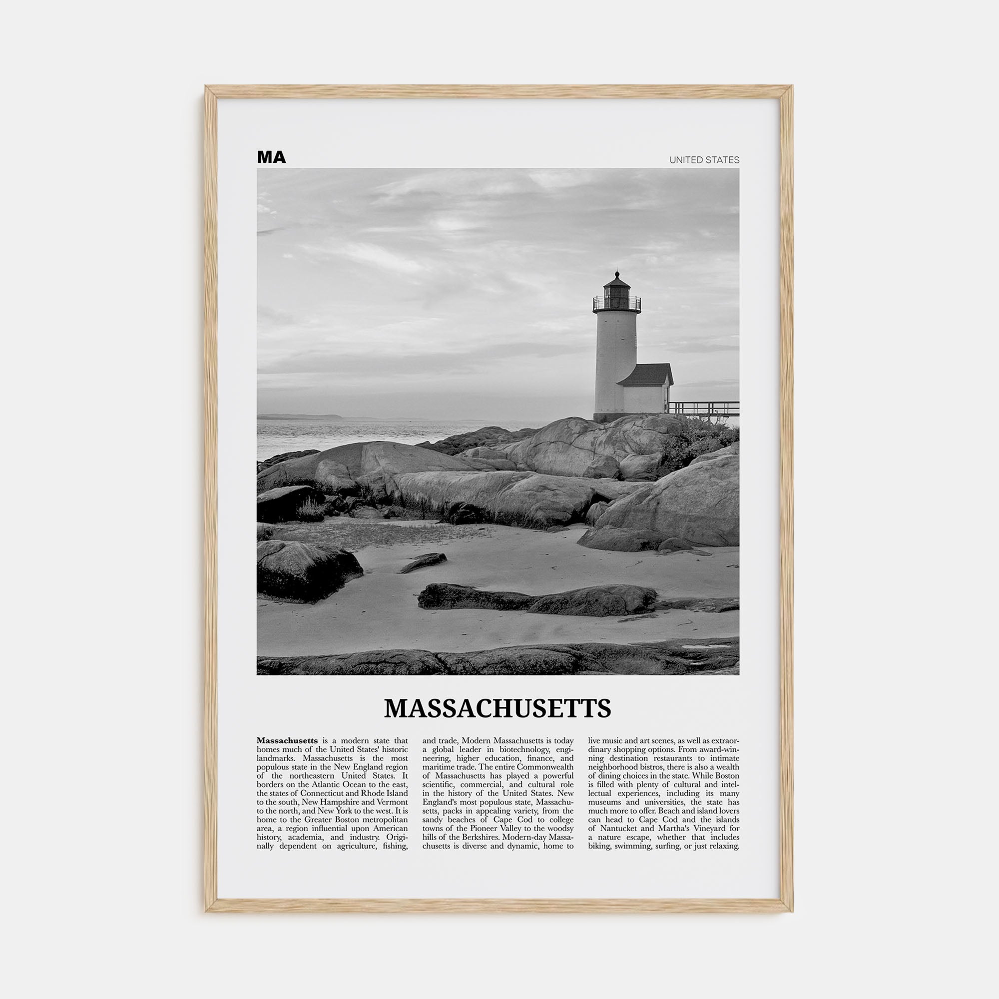 Massachusetts Travel B&W No 3 Poster