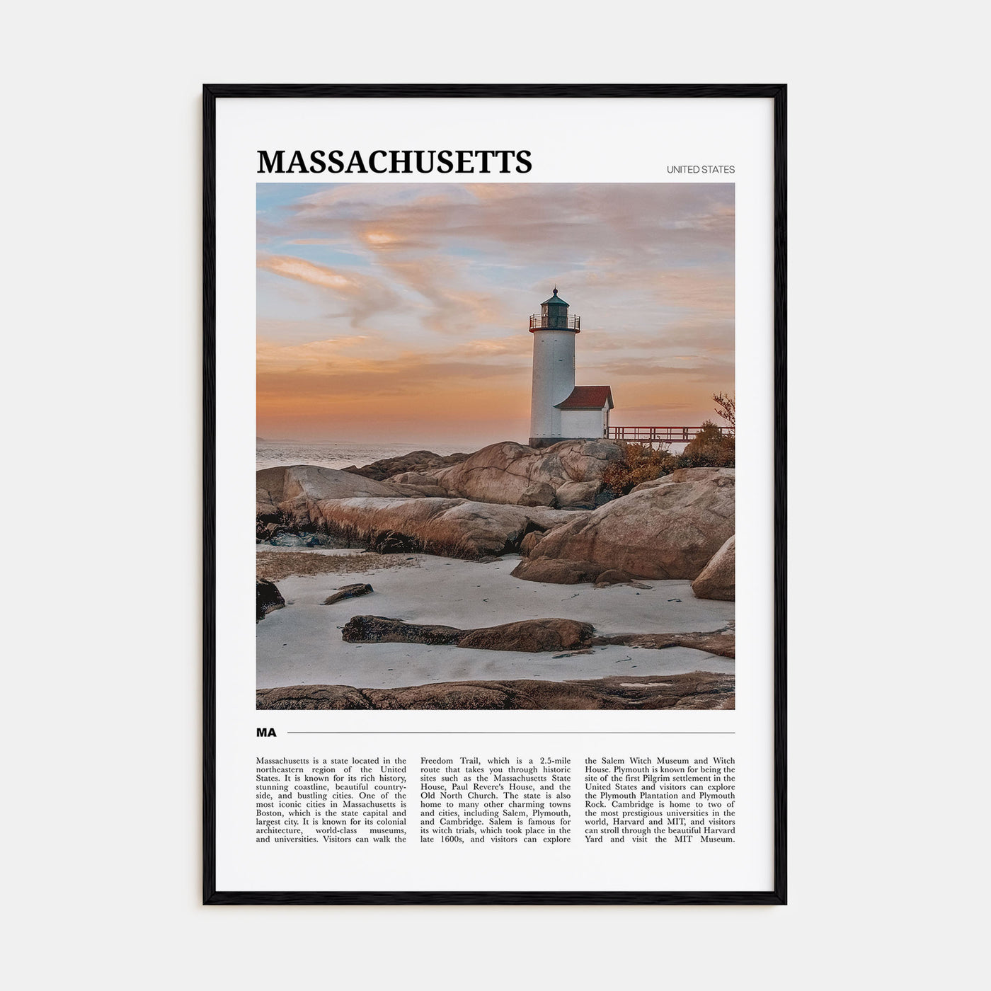 Massachusetts Travel Color Poster