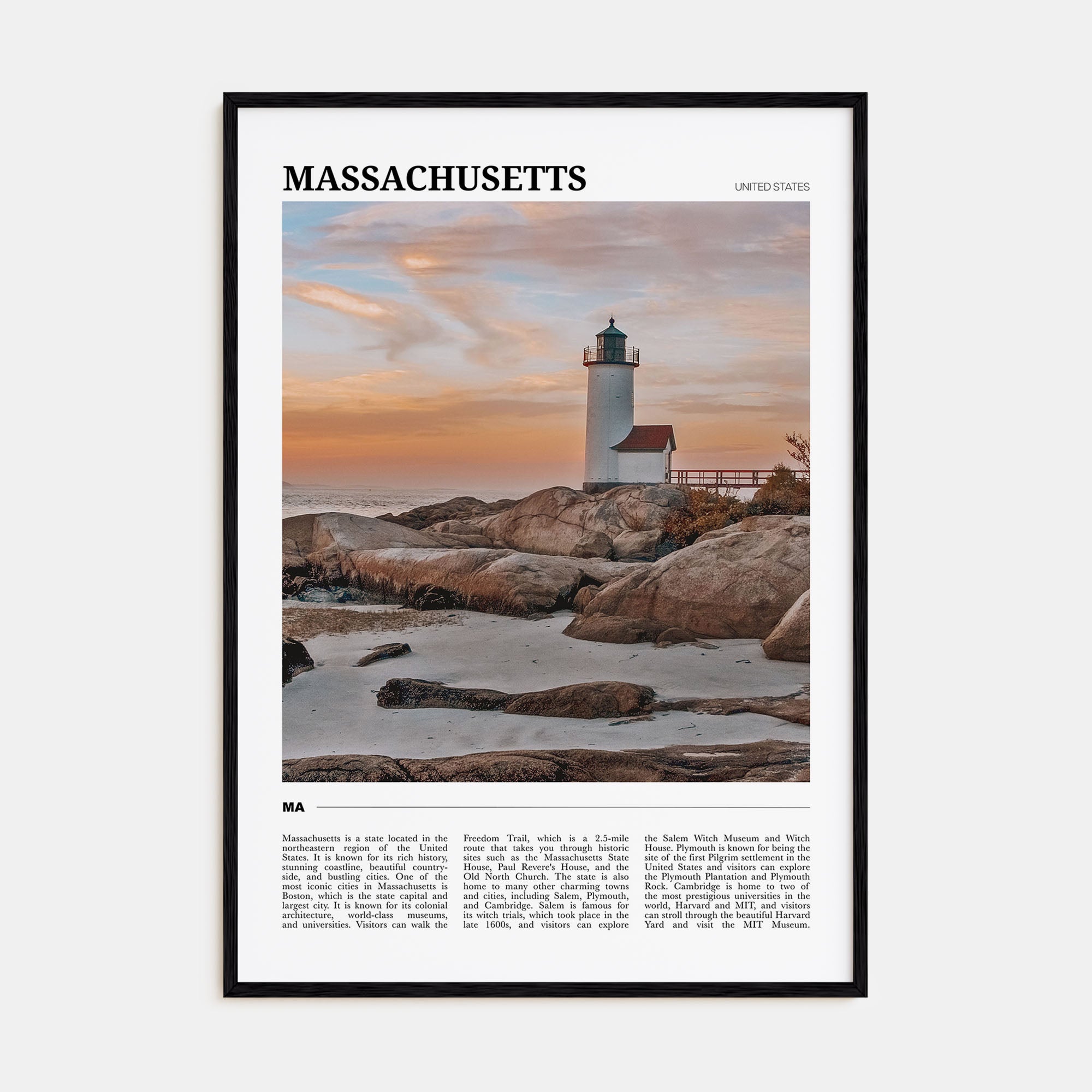 Massachusetts Travel Color Poster