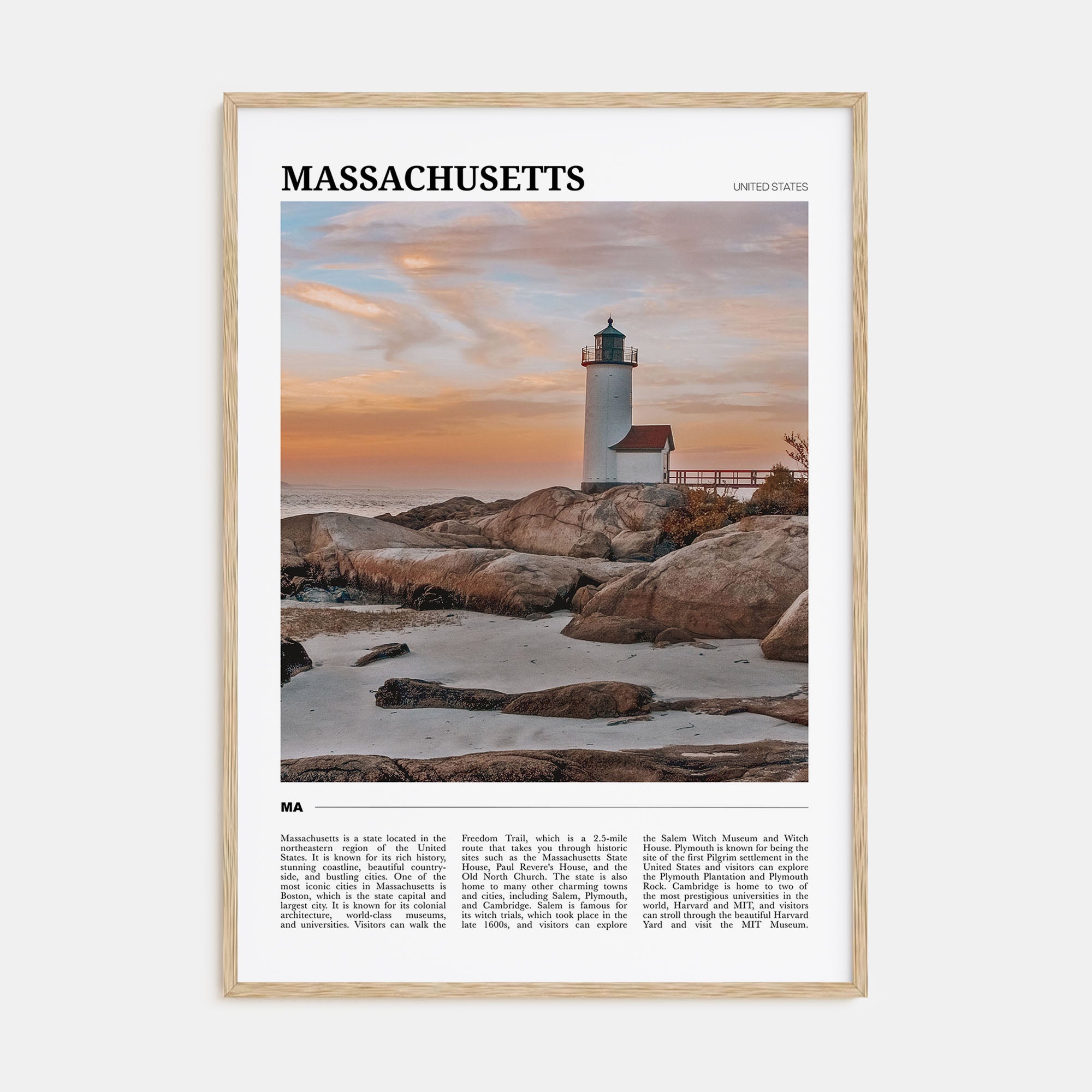 Massachusetts Travel Color Poster