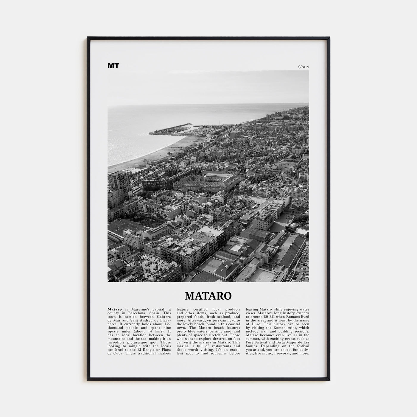 Mataro Travel B&W Poster