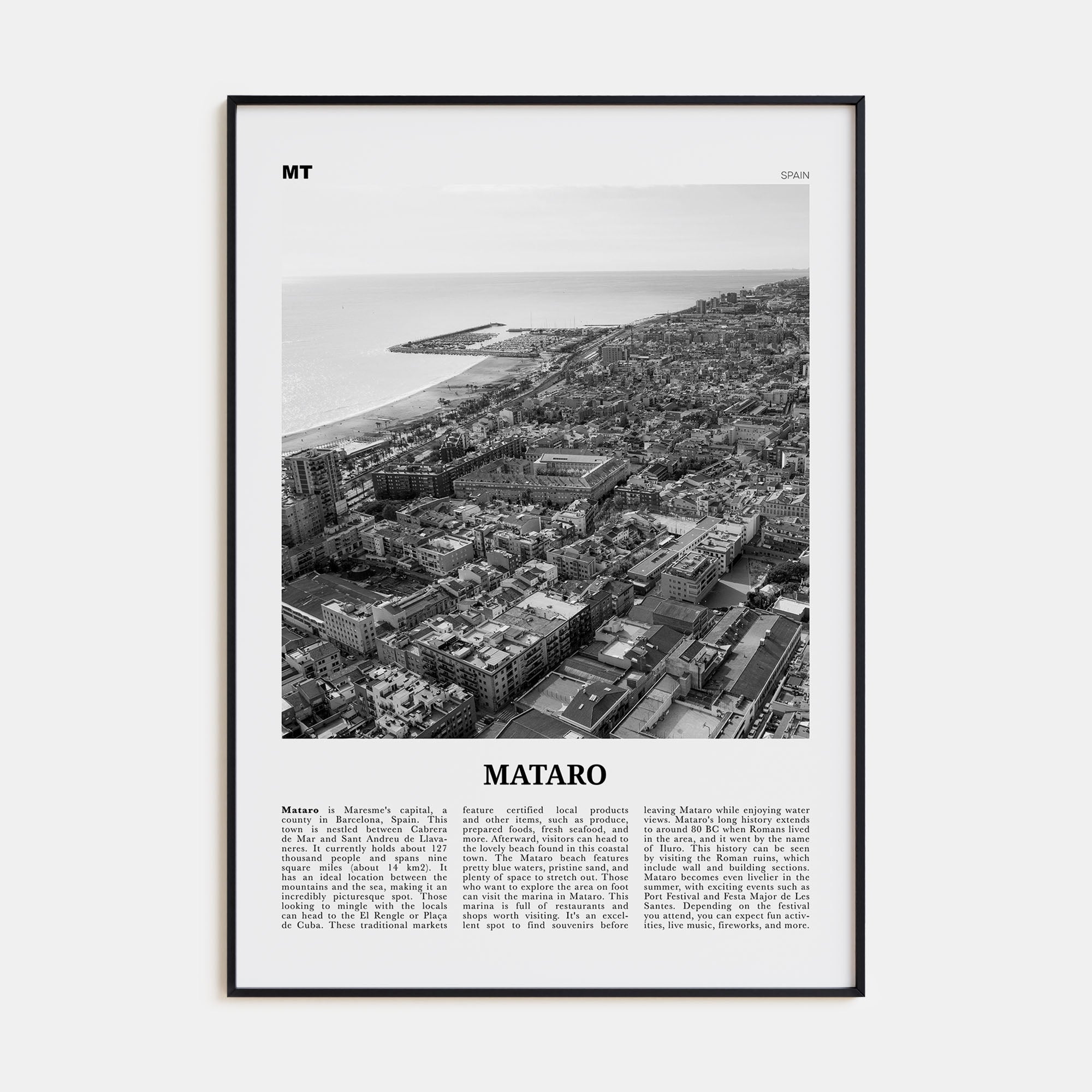 Mataro Travel B&W Poster