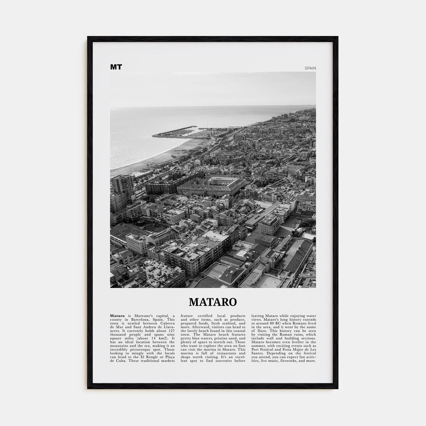Mataro Travel B&W Poster
